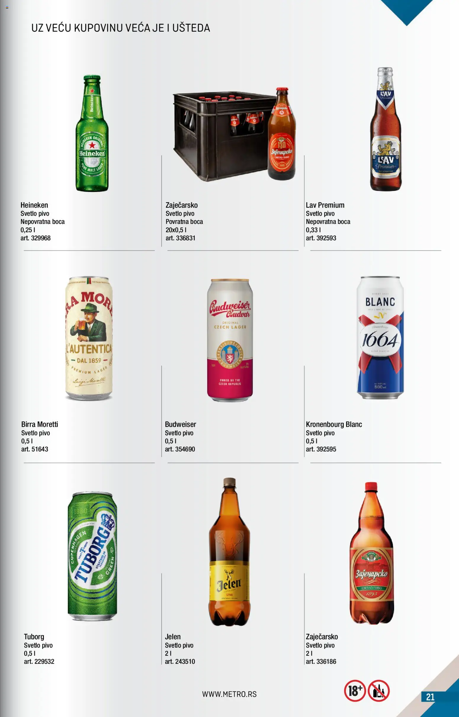 Metro katalog - važi od 01.04.2026 | Strana: 21 | Proizvode: Heineken, Birra Moretti, Tuborg, Pivo