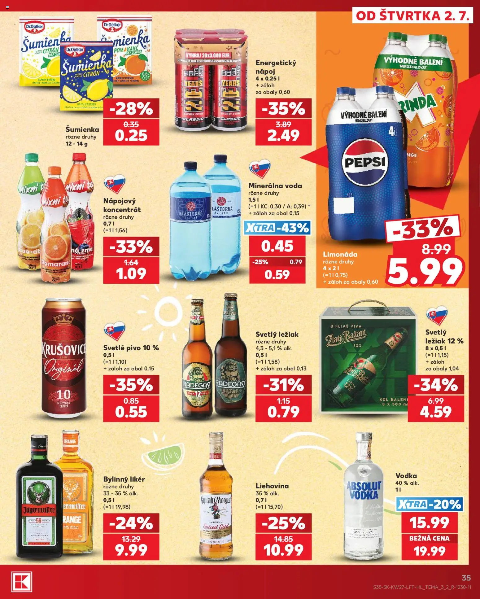 Nové Kaufland akcie – leták je platný od 02.07.2026 | Strana: 35 | Produkty: Pivo, Krušovice, Vodka, Pepsi