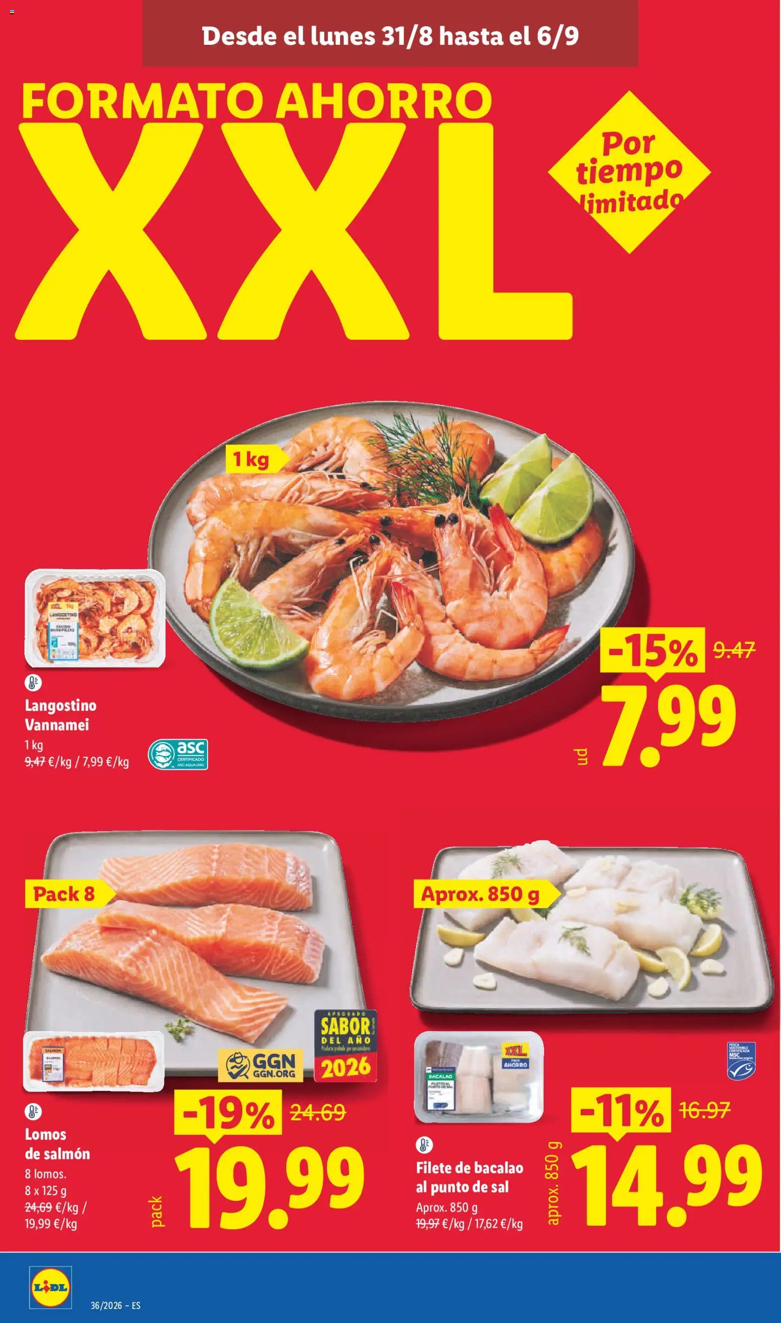 Lidl folleto │ válido desde el 31/08/2026 | Página: 6 | Productos: Salmón, Filete, Sal, Langostino