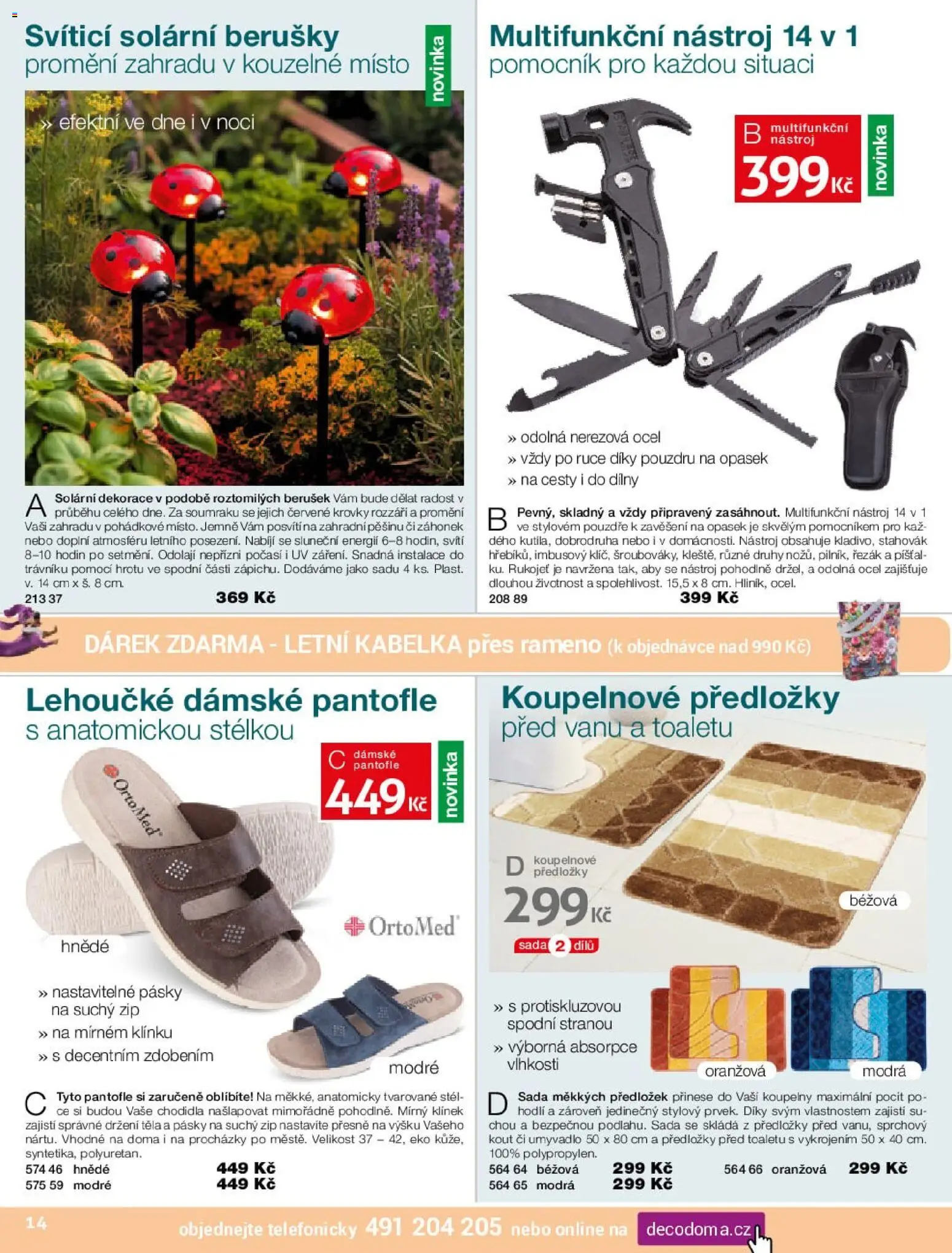 Decodoma katalog Jaro 2026 od 30.03.2026 | Strana: 14 | Produkty: Multifunkční nástroj, Pantofle, Koupelnové předložky, Dekorace