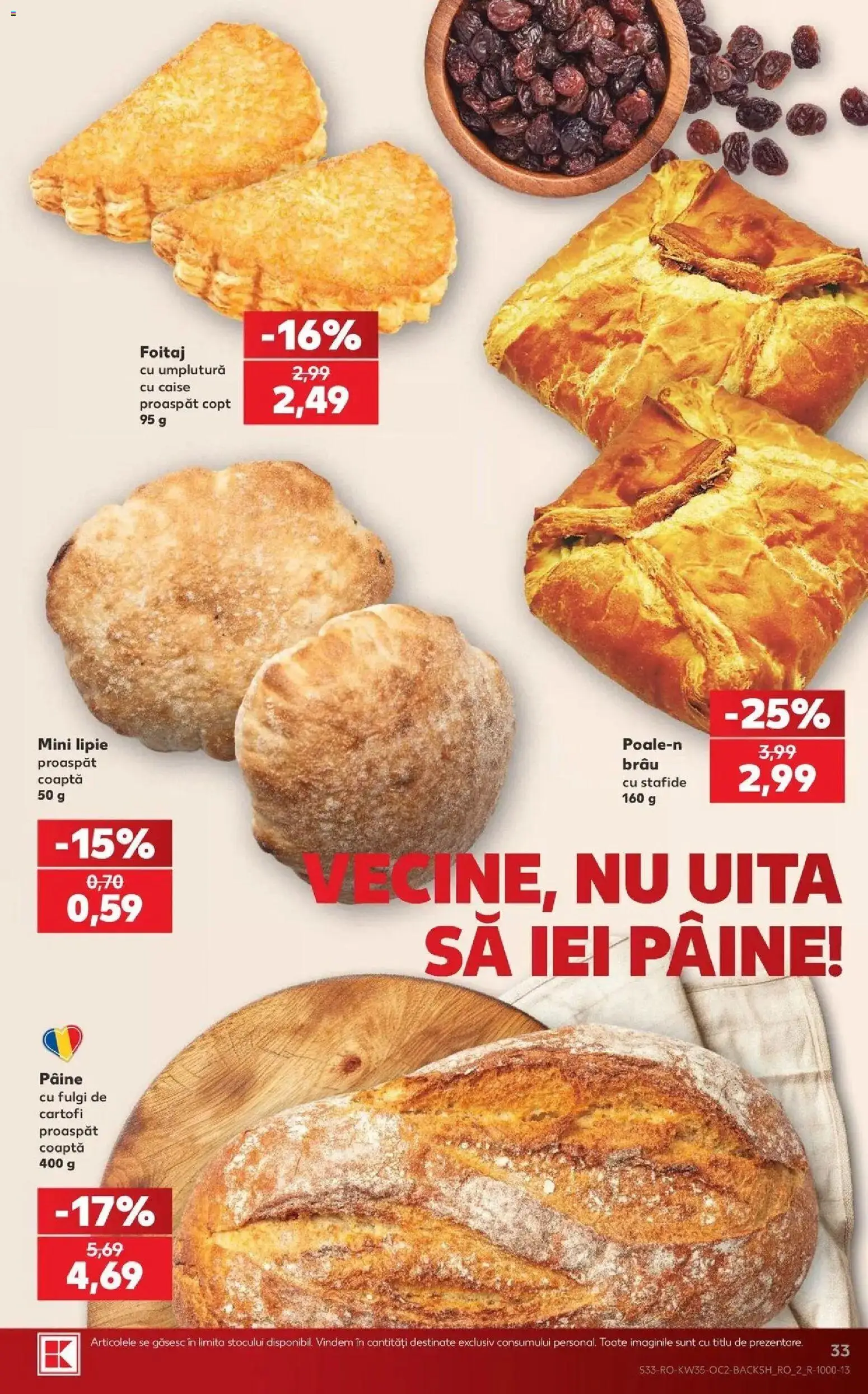 Kaufland Domnesti 26.08.2026 - Revista si Oferta | Pagină: 33 | Produse: Pâine, Stafide, Caise, Cartofi