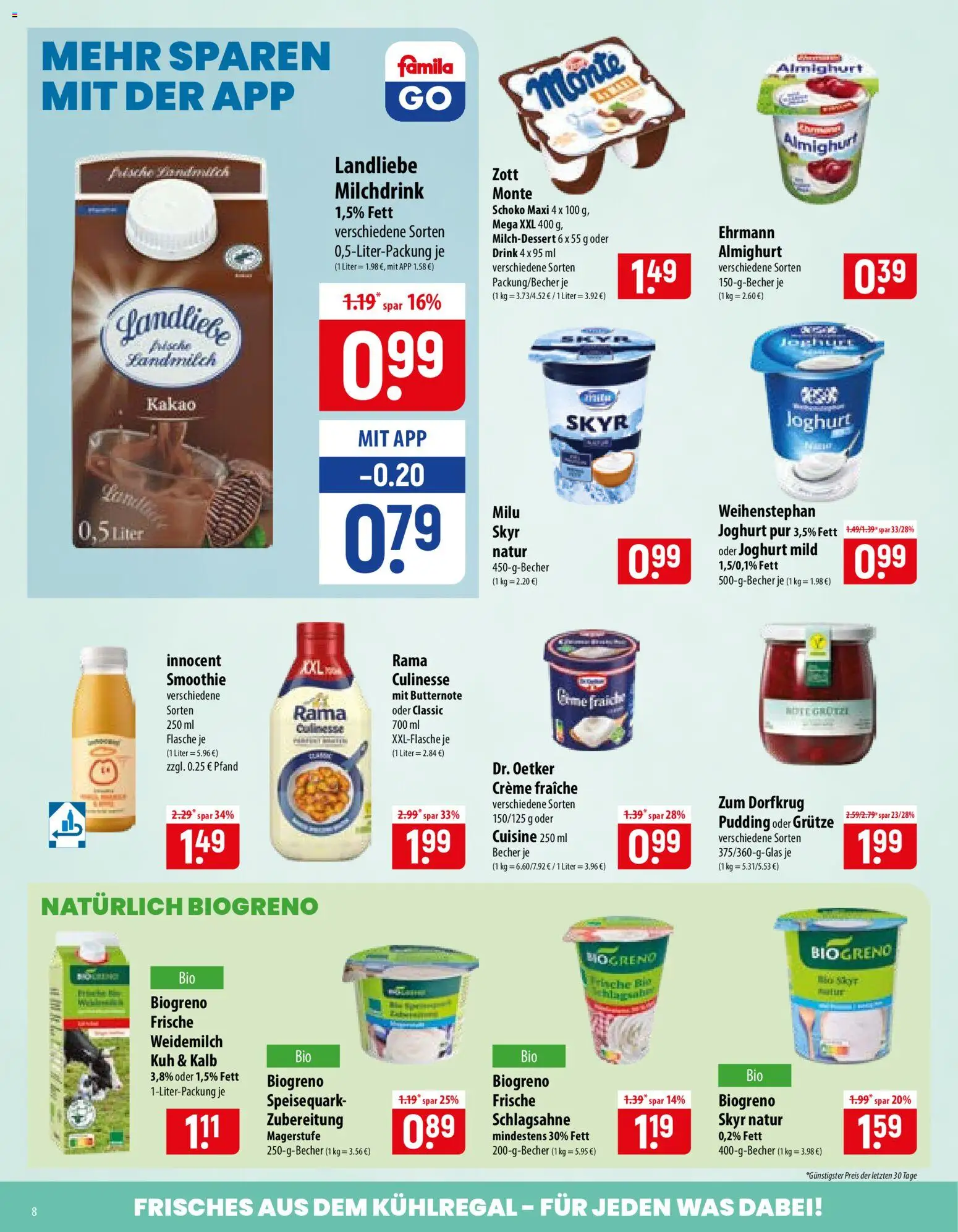Famila Prospekt – gültig ab 22.06.2026 | Seite: 8 | Produkte: Rama, Schlagsahne, Joghurt, Creme