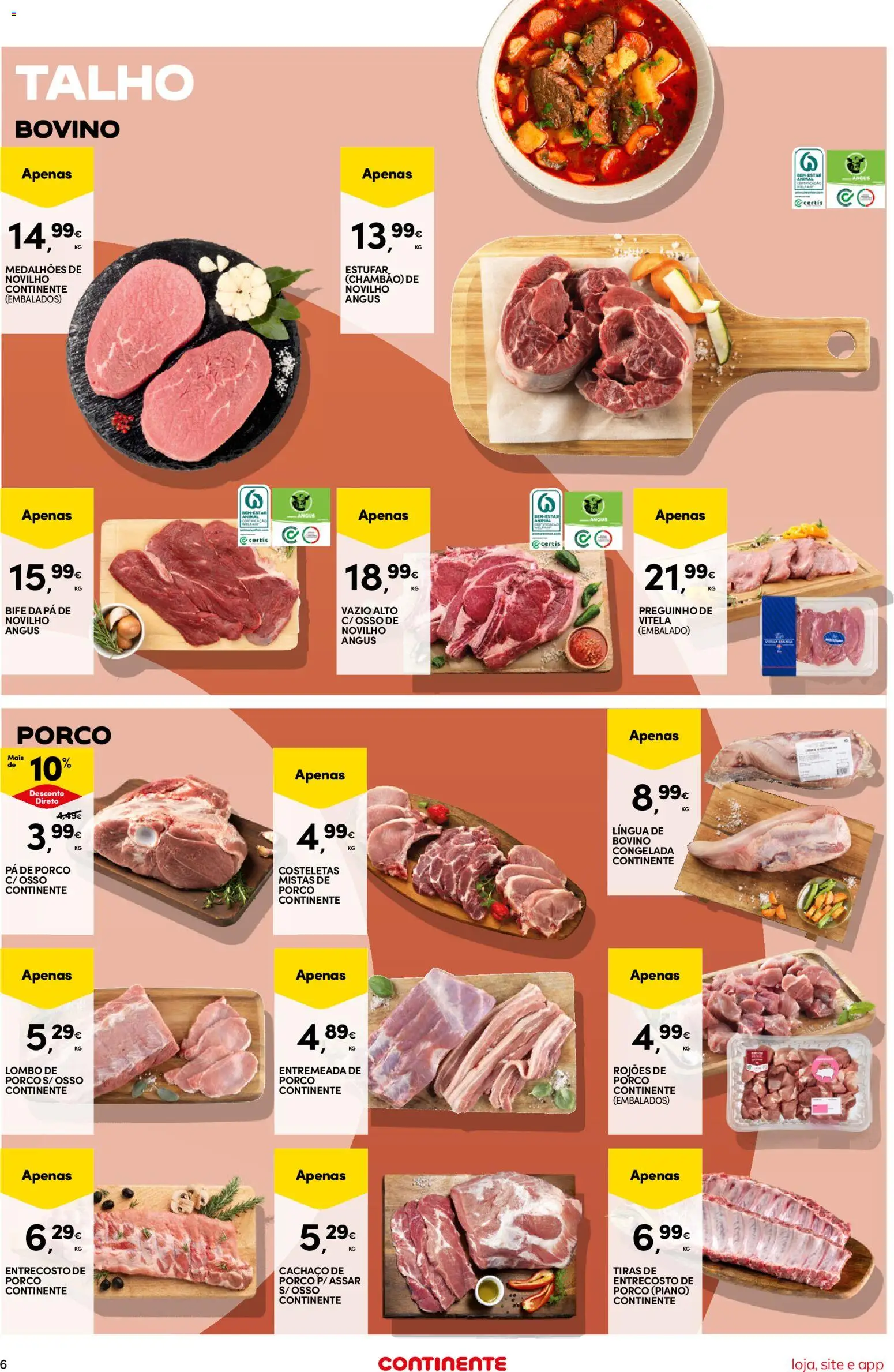 Continente Semanal Continente Bom Dia │ válido de 28/07/2026 | Página: 6 | Produtos: Vitela, Lombo, Pá