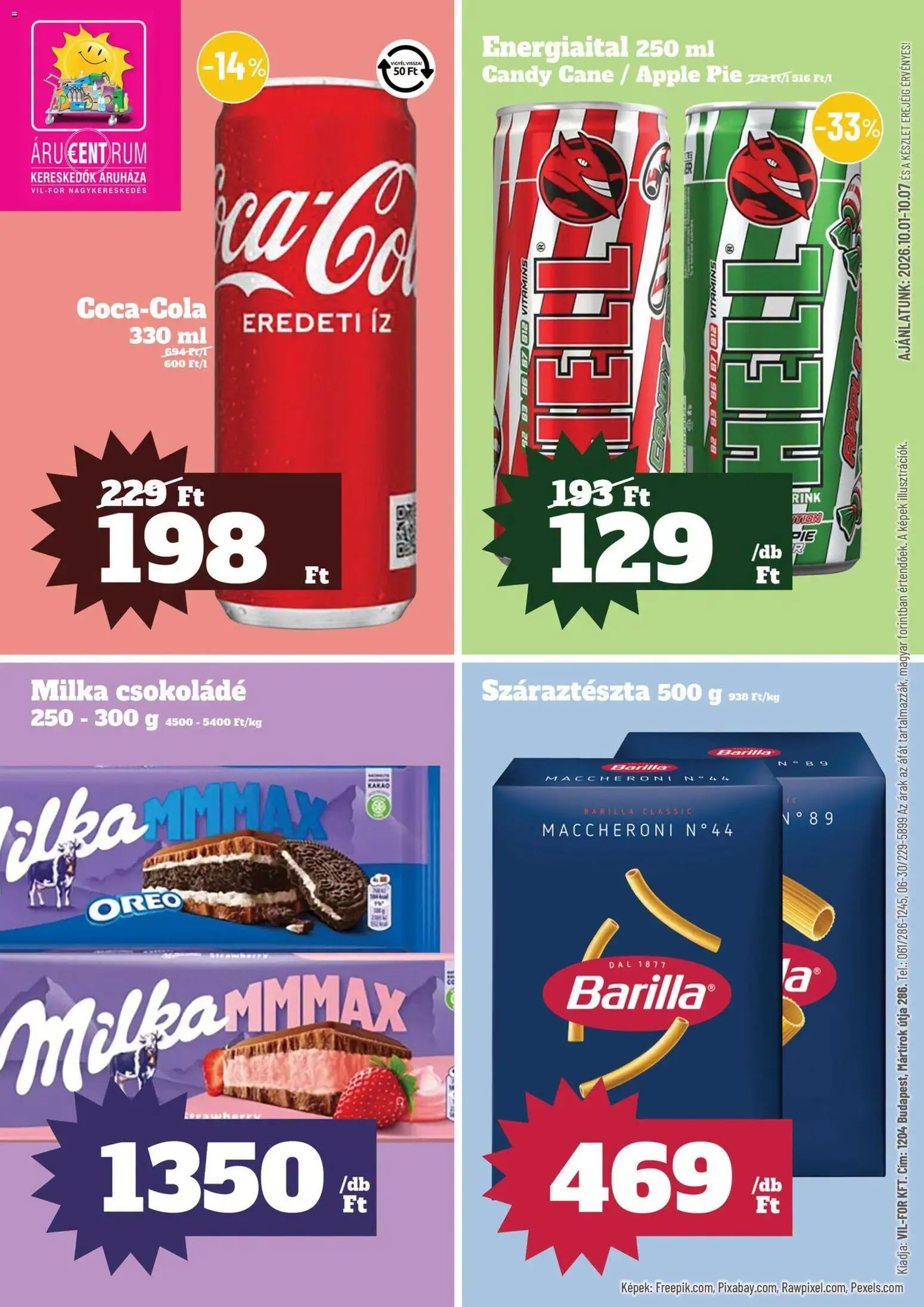 Vil-For akciós ujság - amely érvényes a következő dátumtól: 2026.10.01. | Oldal: 1 | Termékek: Milka, Energiaital, Oreo, Csokoládé