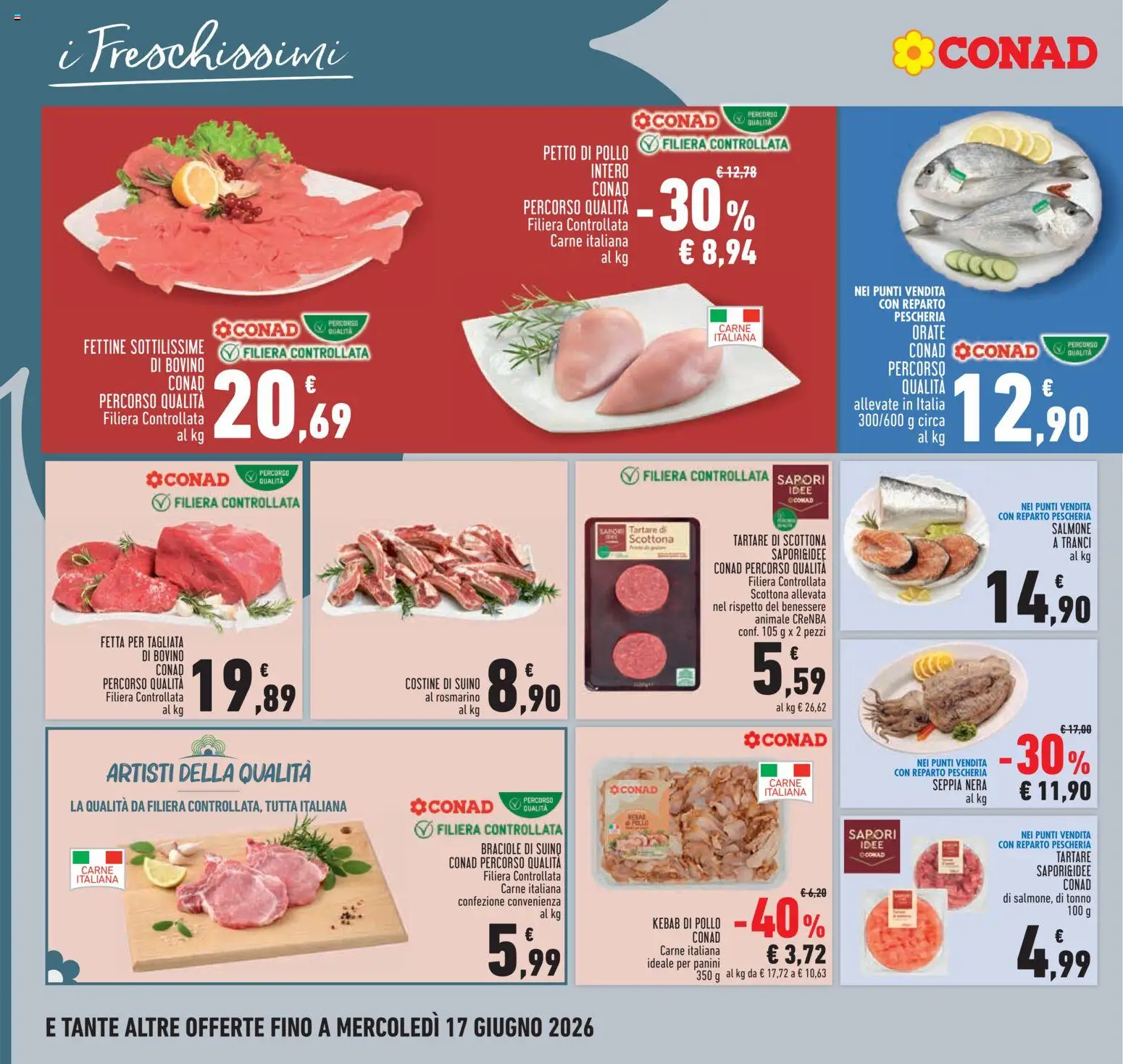 Volantino Conad del 04.06.2026 | Pagina: 8 | Prodotti: Bovino, Petto di Pollo, Rosmarino, Salmone