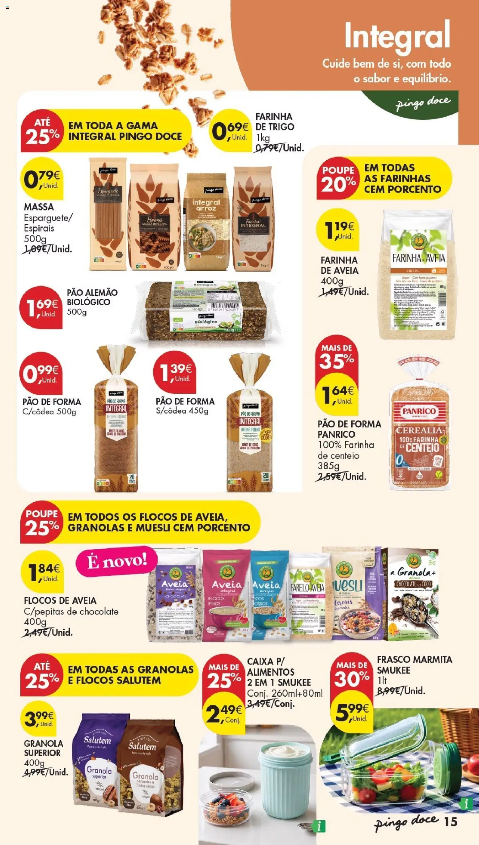 Pingo Doce Escolhas Equilibradas │ válido de 30/06/2026 | Página: 15 | Produtos: Centeio, Caixa, Pão, Arroz