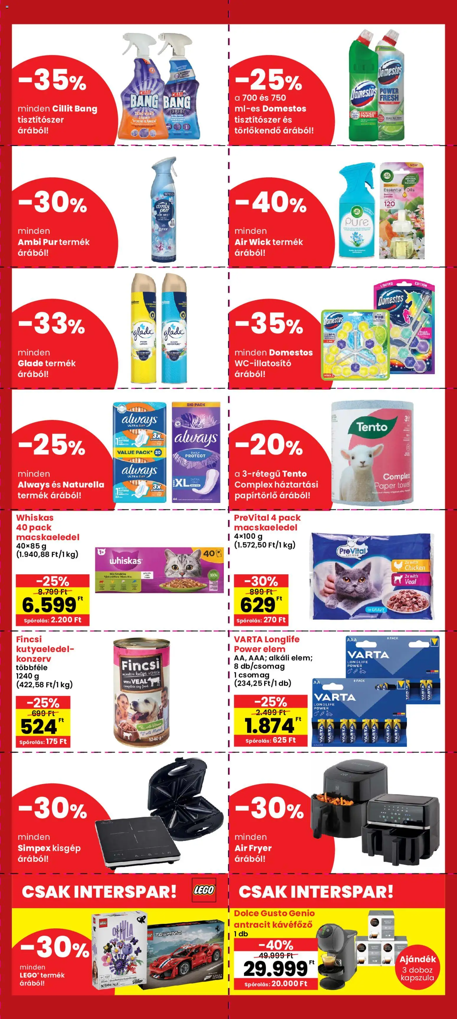 Interspar akciós ujság - amely érvényes a következő dátumtól: 2026.10.05. | Oldal: 5 | Termékek: Kutyaeledel, Doboz, Always, Domestos