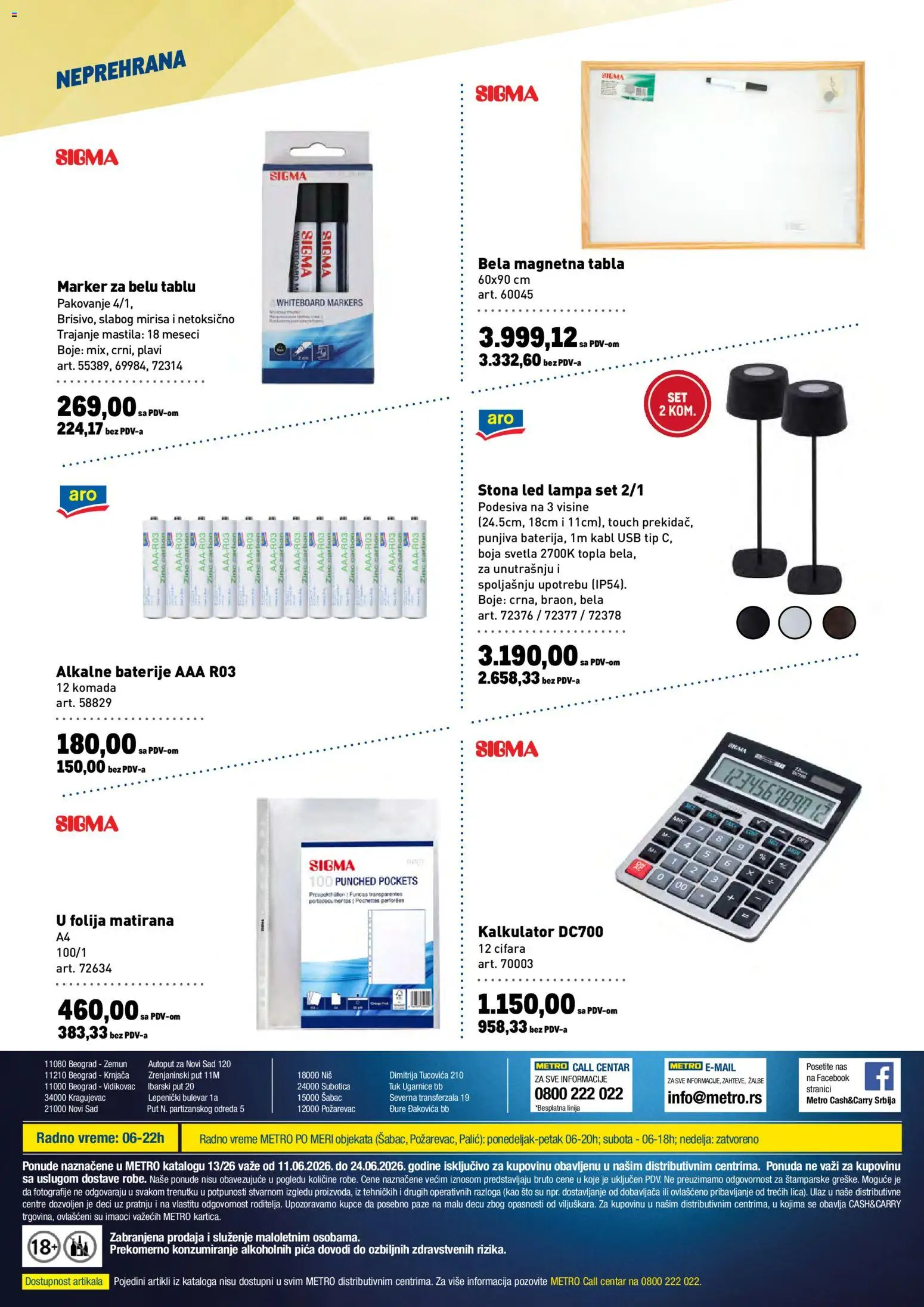 Metro katalog - važi od 11.06.2026 | Strana: 16 | Proizvode: Sto, Kabl, Lampa, Pakovanje