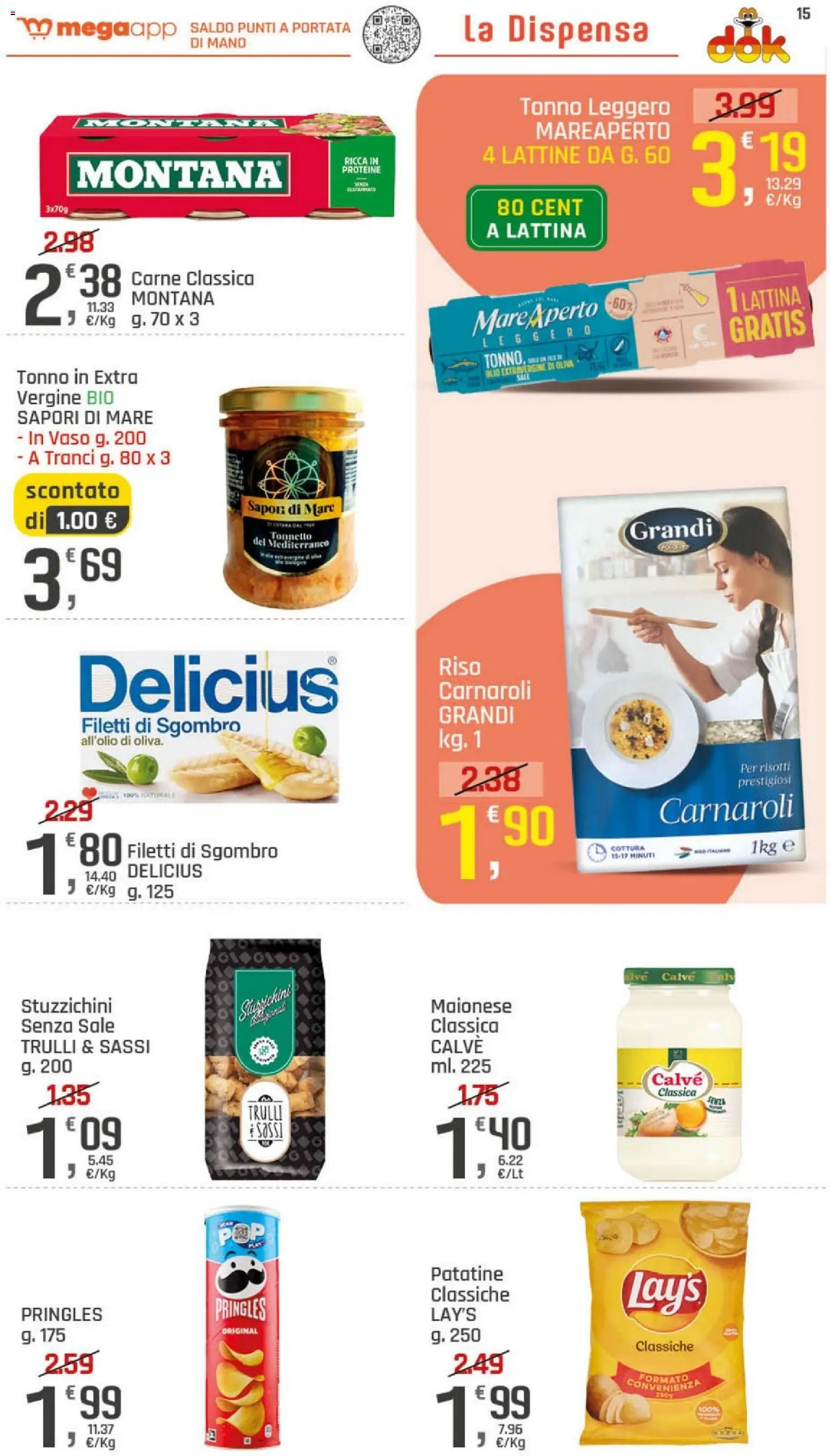 Volantino DOK del 02/09/2026 | Pagina: 15 | Prodotti: Riso Carnaroli, Olio extravergine di oliva, Tonno, Sgombro