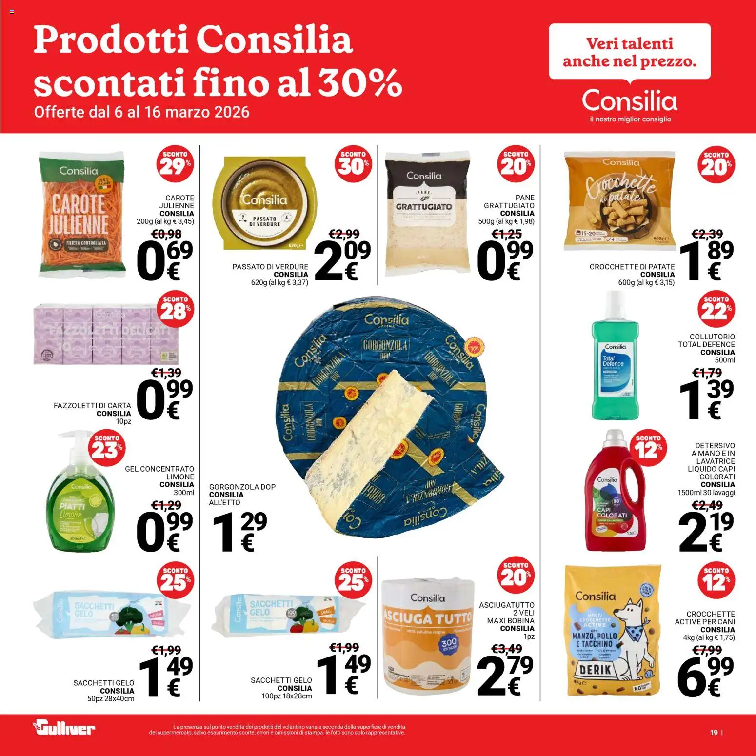 Volantino Gulliver del 06.03.2026 | Pagina: 19 | Prodotti: Fazzoletti di carta, Pollo, Patate, Verdure