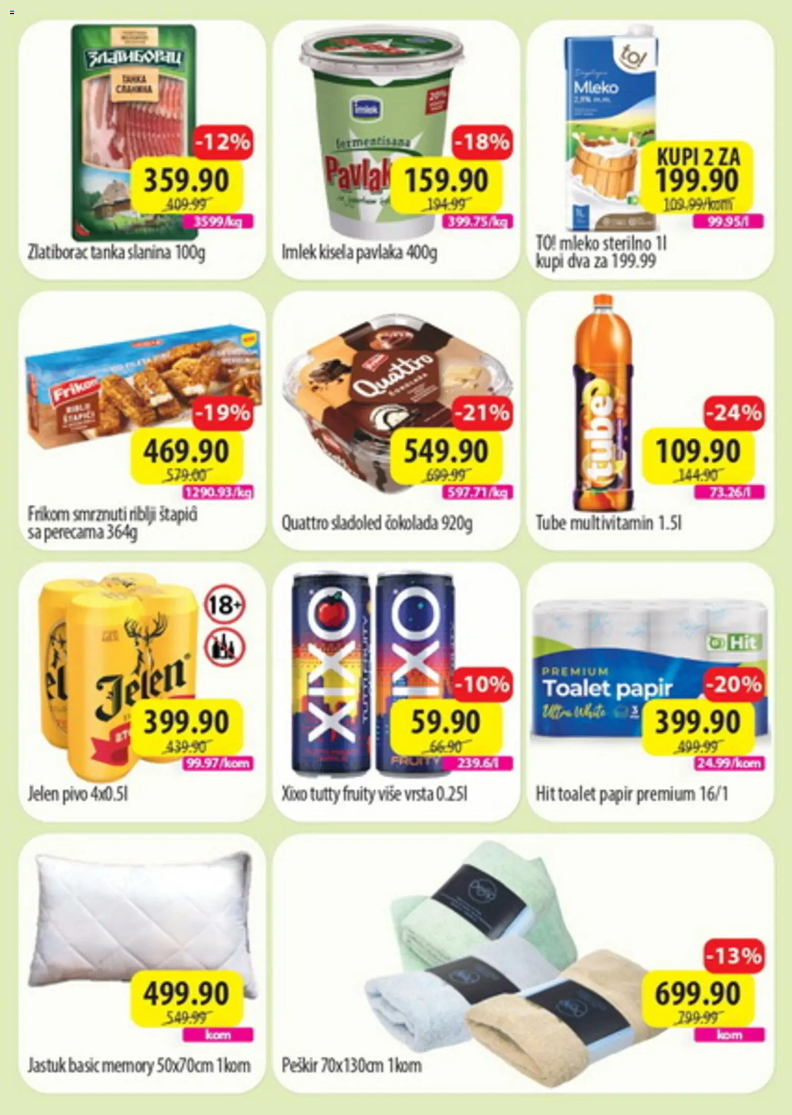 Senta Promet katalog - važi od 19.10.2026 | Strana: 2 | Proizvode: Sladoled, Mleko, Pivo, Slanina