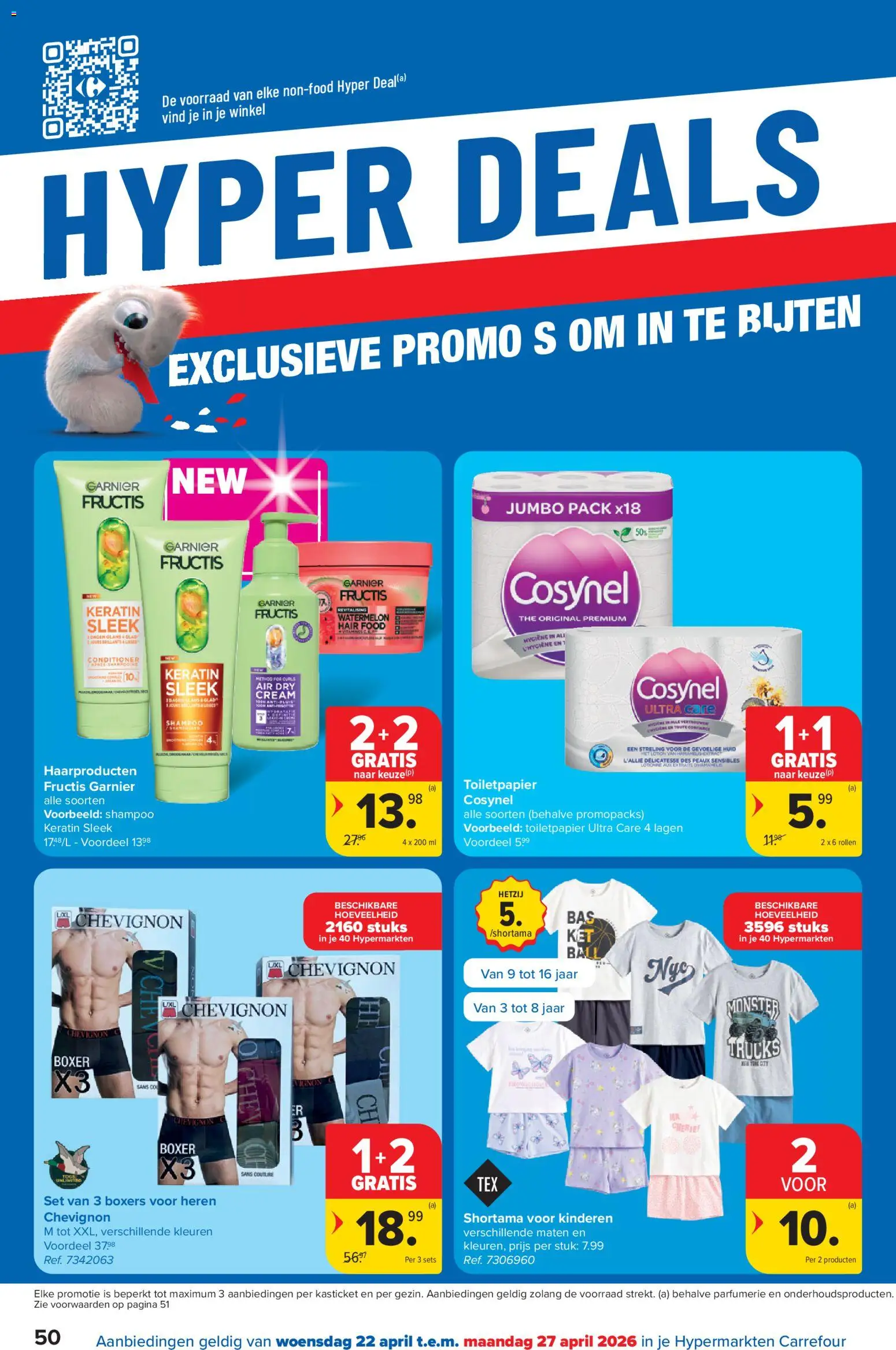 {H1} | Pagina: 50 | Producten: Boxers, Monster, Toiletpapier, Conditioner