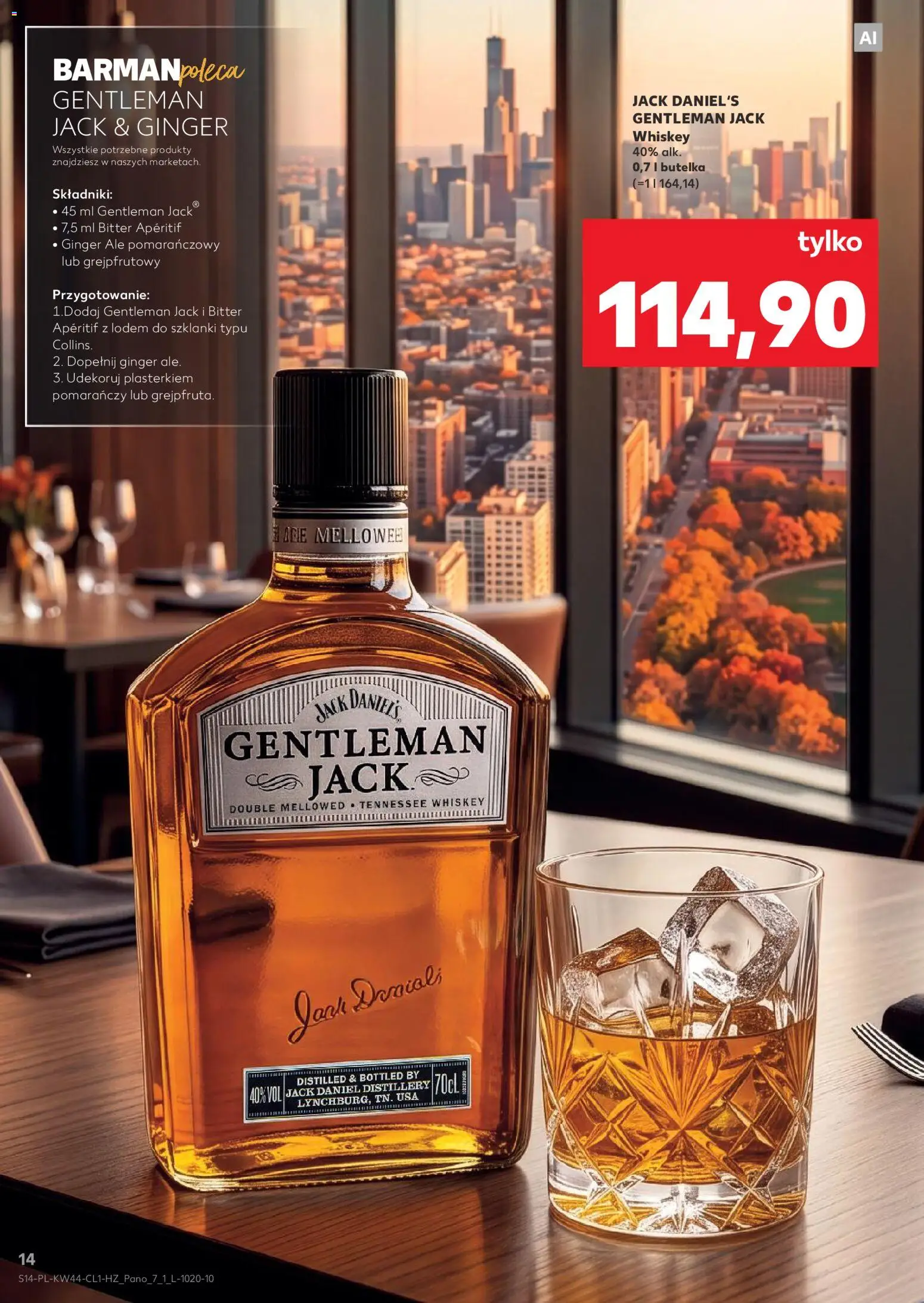Kaufland Polsko leták - Barek od 29.10.2026 | Strana: 14 | Produkty: Whiskey, Ginger Ale, Gentleman Jack, Jack Daniel’s