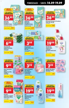 Pogląd oferty "Pieluchy Pampers Premium Care, Pieluchy Pampers Premium Care S4, 34 szt. 1,09 zł/szt." - ważna od 14.09.2026 | Strona: 87 | Produkty: Chusteczki Dada, Chusteczki, Mydło, Pieluchy
