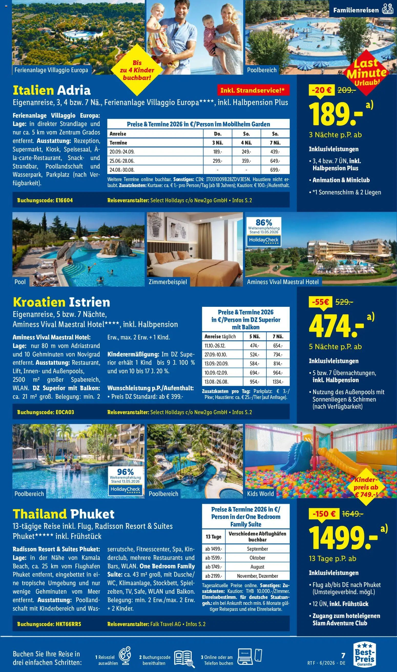 Lidl Reisen Reise-Highlights – gültig ab 13.06.2026 | Seite: 7 | Produkte: Spiel, Sonnenschirm, Telefon