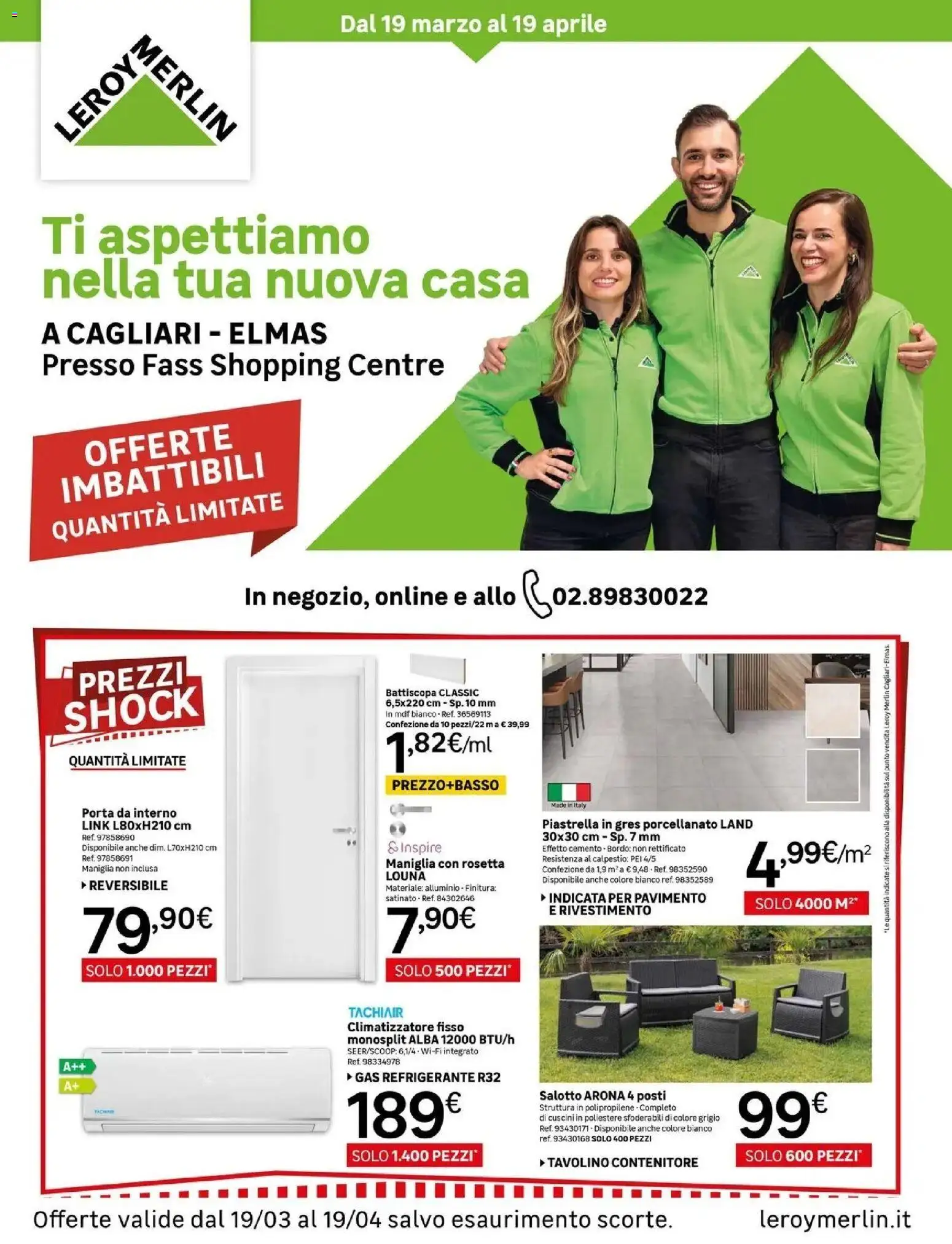 Volantino Leroy Merlin del 19.03.2026 | Pagina: 1 | Prodotti: Tavolino, Climatizzatore, Contenitore, Alluminio