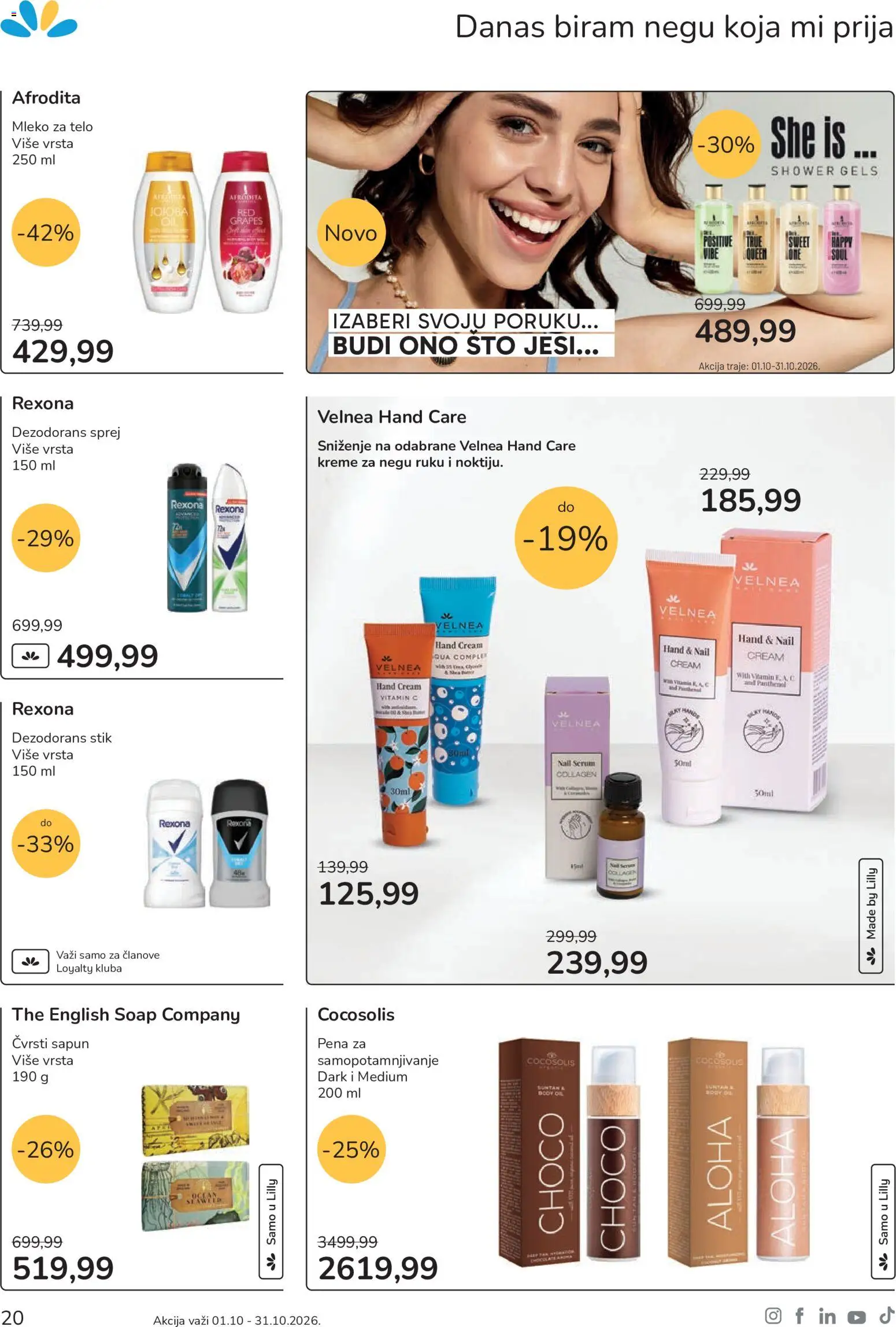 Lilly drogerie katalog - važi od 01.10.2026 | Strana: 20 | Proizvode: Sto, Pena, Mleko, Mleko za telo