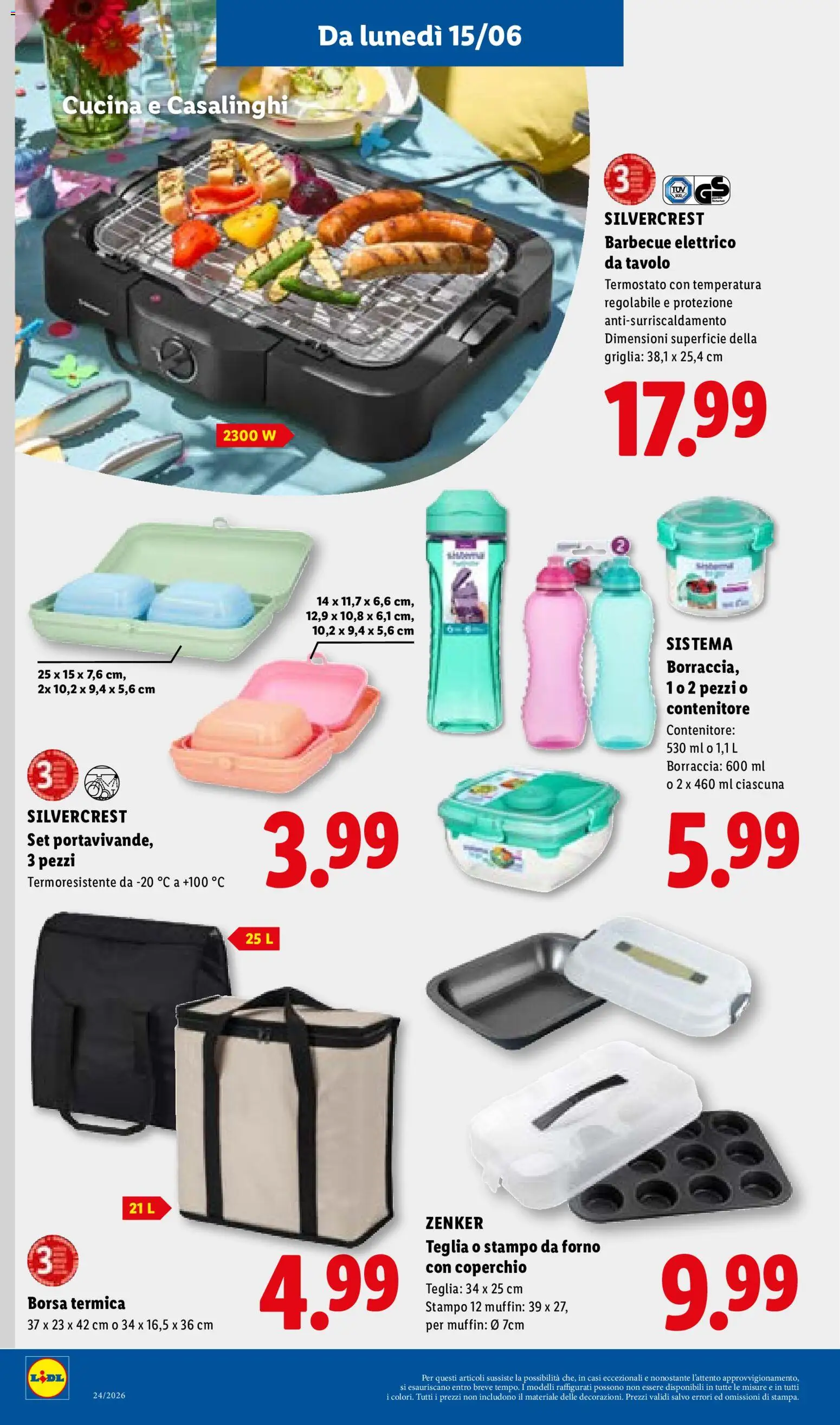 Volantino Lidl del 11.06.2026 | Pagina: 34 | Prodotti: Barbecue, Borsa, Forno, Borraccia