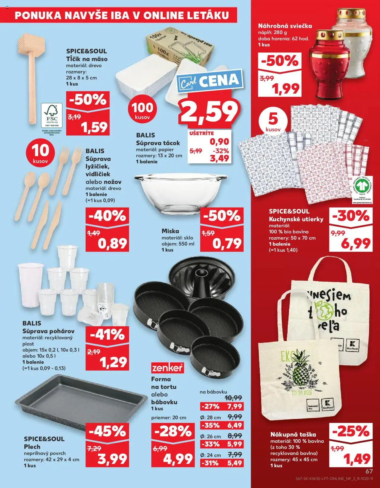 Nové Kaufland akcie – leták je platný od 28.08.2025 | Strana: 67 | Produkty: Mäso, Kuchynské utierky, Taška