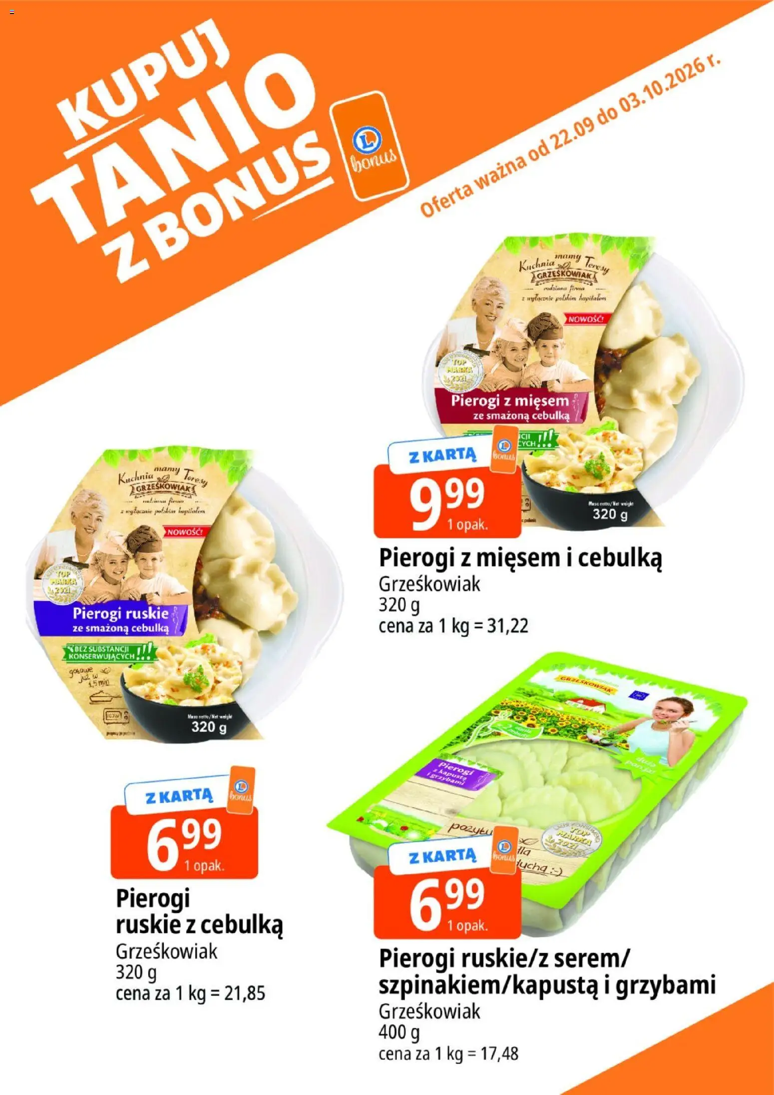 E.Leclerc gazetka - Kupuj Tanio Z Bonus od 22.09.2026 | Strona: 5 | Produkty: Kapusta, Pierogi, Pierogi z mięsem, Pierogi ruskie