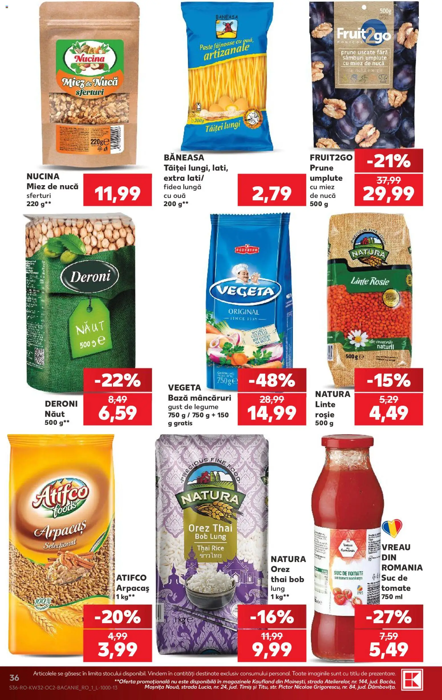 Noul catalog Kaufland – valabil de la 05.08.2026 | Pagină: 36 | Produse: Orez, Prune, Paste, Legume