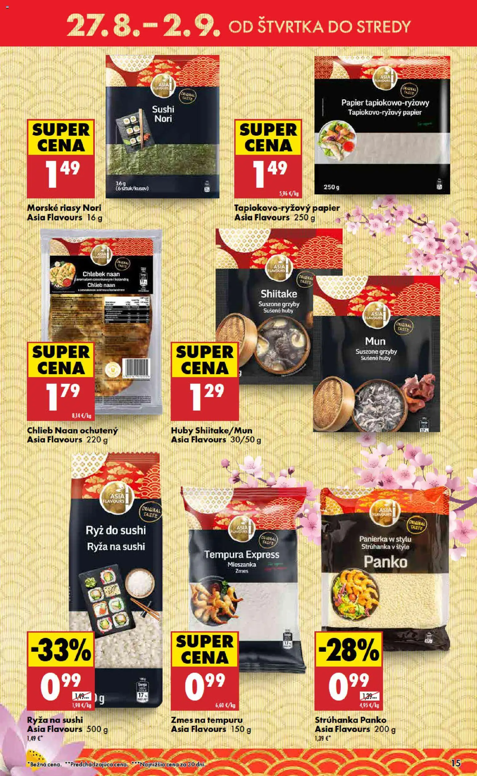 Nové Biedronka akcie – leták je platný od 27.08.2026 | Strana: 15 | Produkty: Strúhanka, Chlieb, Sušené huby, Sushi