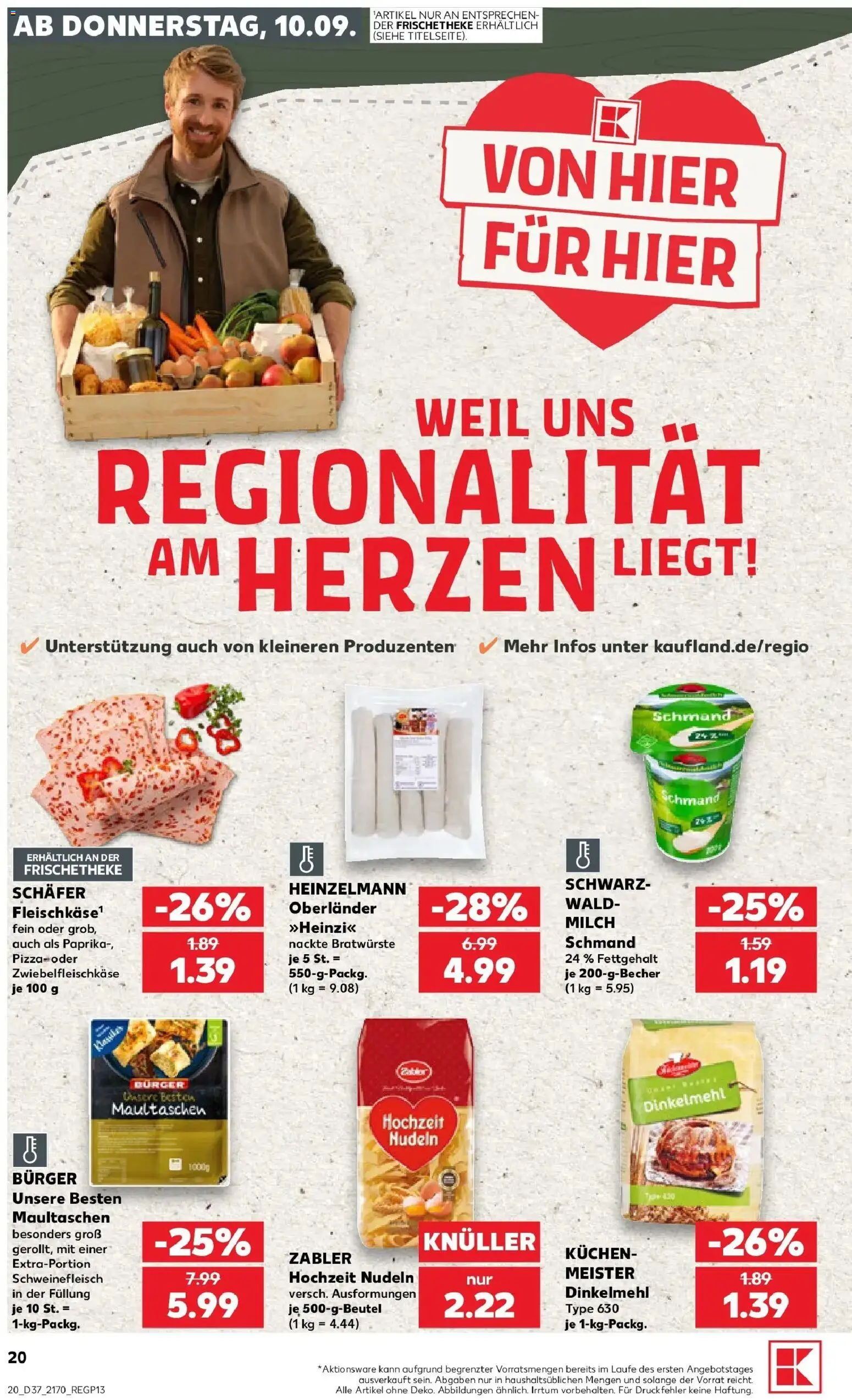 Prospekt Kaufland ab 10.09.2026 » Angebote Online zum Blättern | Seite: 20 | Produkte: Milch, Pizza, Nudeln, Maultaschen