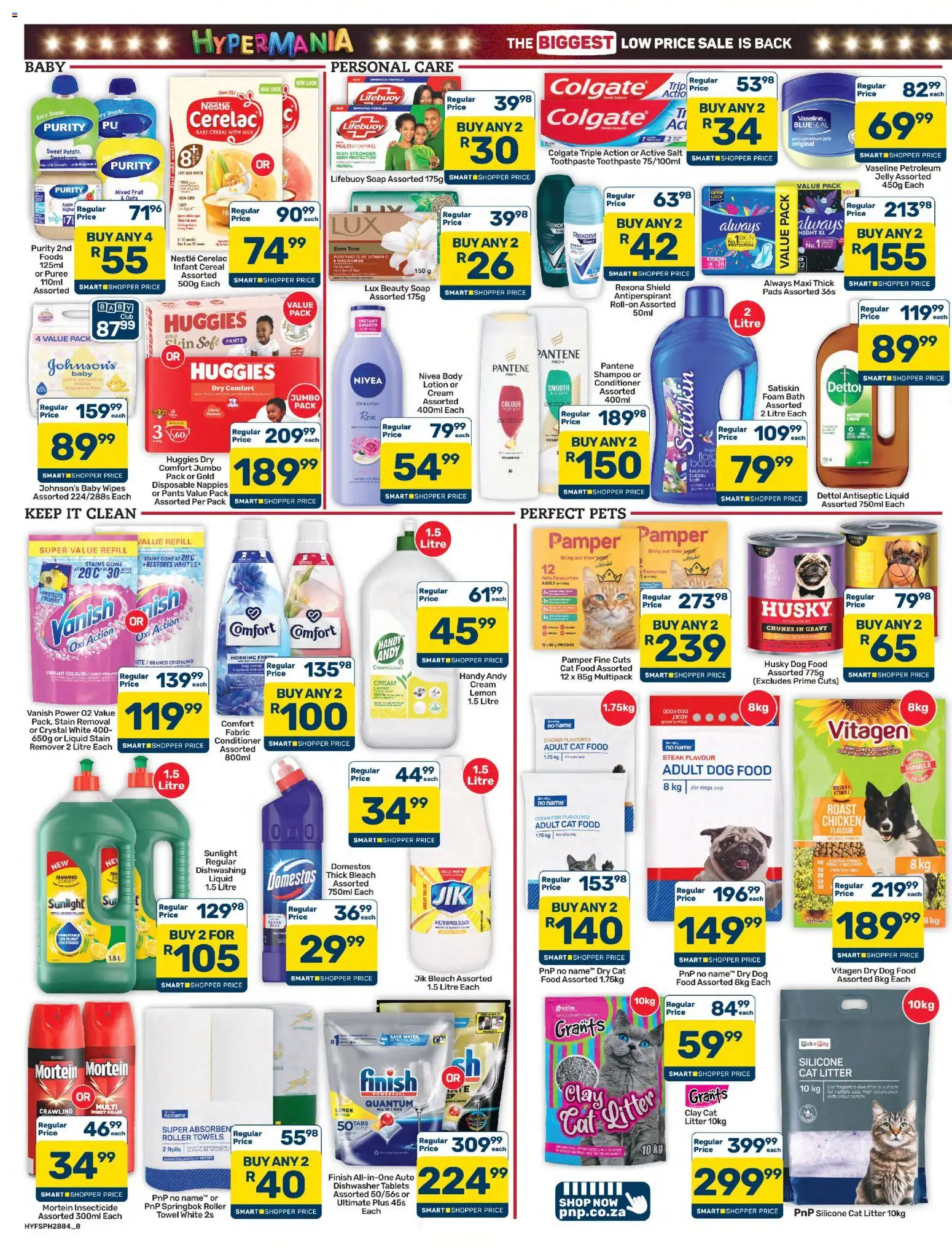 New Pick n Pay catalogue – valid from 25/09/2026 | Page: 8 | Products: Coat, Bleach, Toothpaste, Dog food