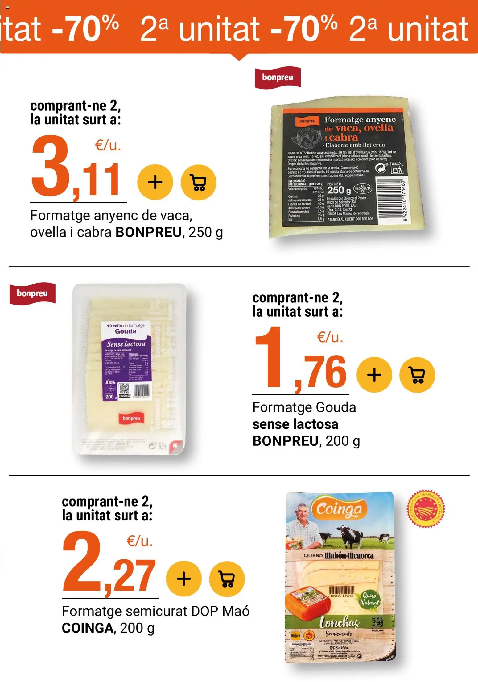 Bonpreu folleto │ válido desde el 25/08/2026 | Página: 45 | Productos: Ingredientes, Leche, Queso