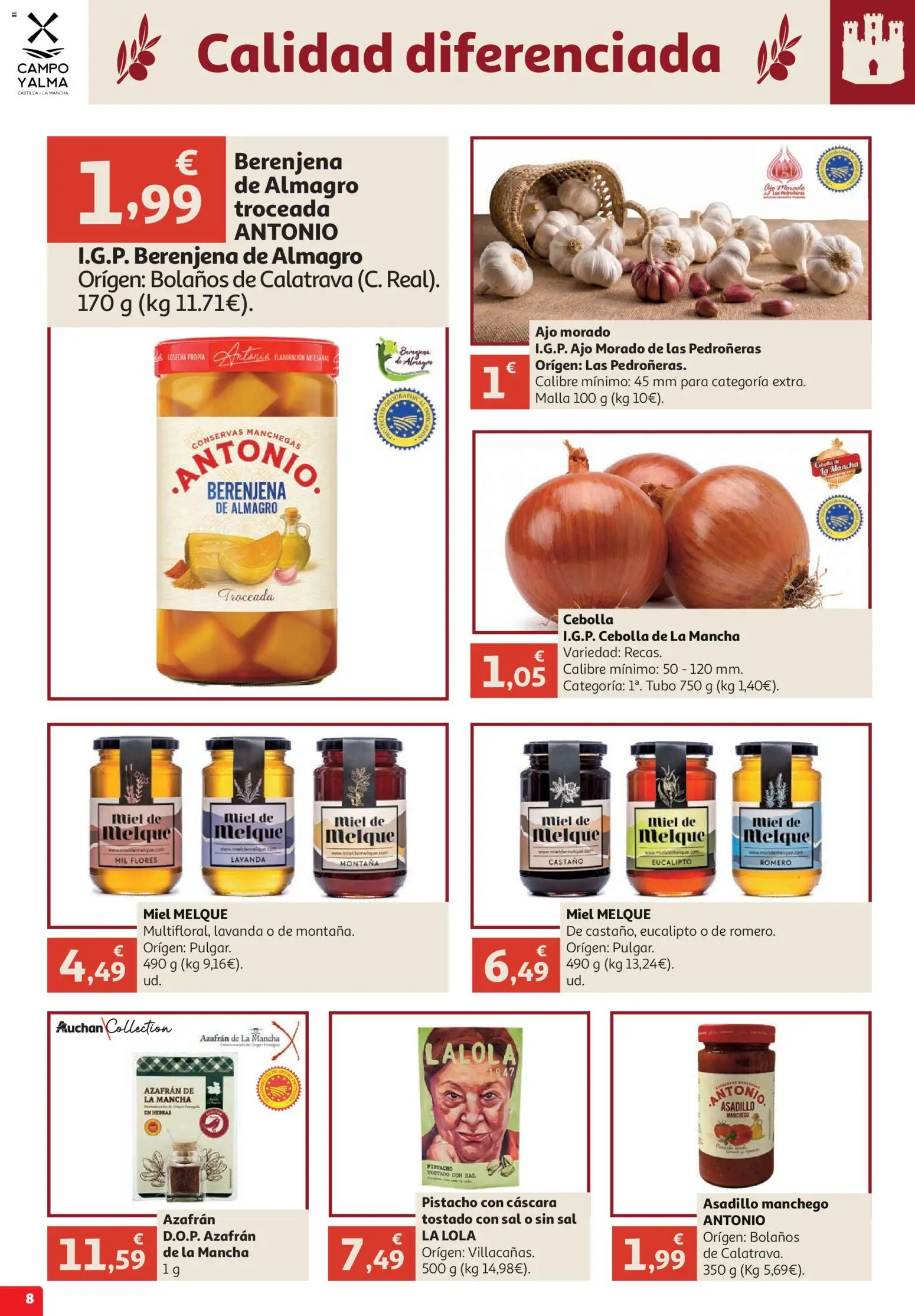 Alcampo Campo y Alma │ válido desde el 09/10/2026 | Página: 8 | Productos: Conservas, Ajo, Berenjena, Cebolla