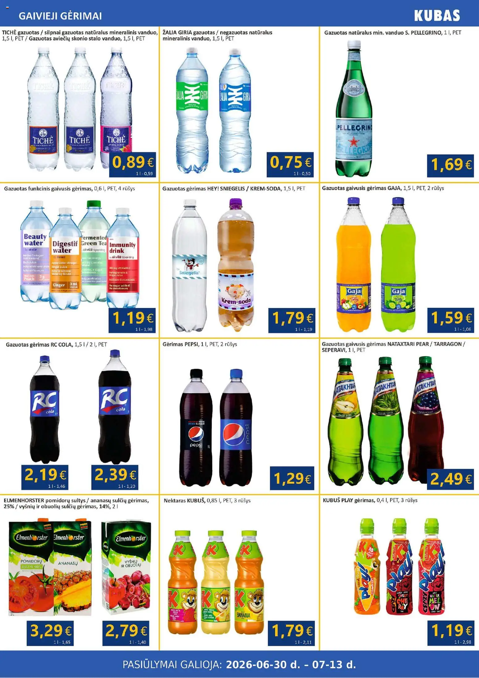 Kubas akcijos nuo 2026.06.30 | Puslapis: 10 | Prekių: Gaivusis gėrimas, Sultys