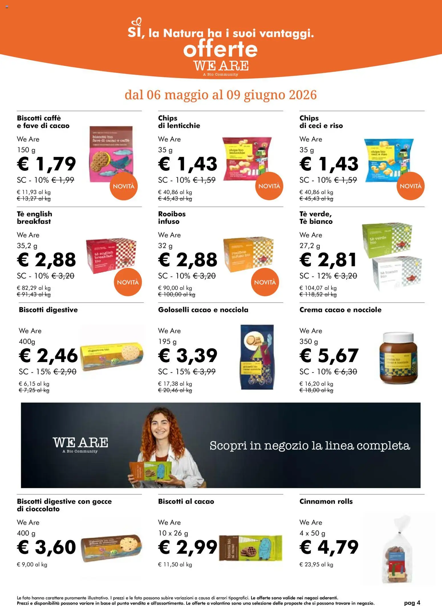Volantino Natura Sì del 06.05.2026 | Pagina: 4 | Prodotti: Cioccolato, Riso, Biscotti, Nocciole