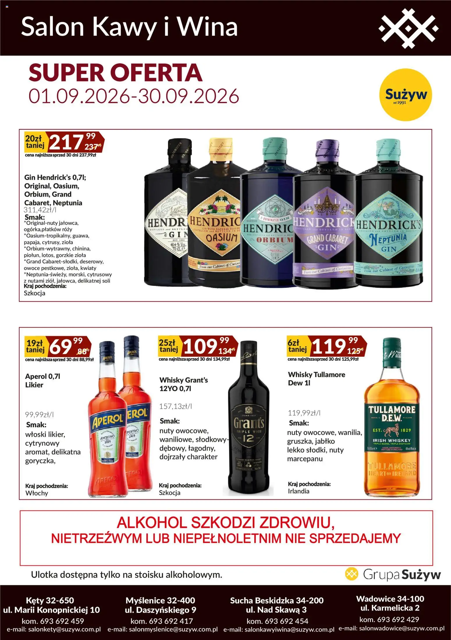 Sużyw gazetka - Salon kawy i wina od 01.09.2026 | Strona: 2 | Produkty: Grant's, Gin, Whisky, Owoce