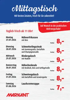 Markant  Mittagstisch ab 27.07.2026 gültig