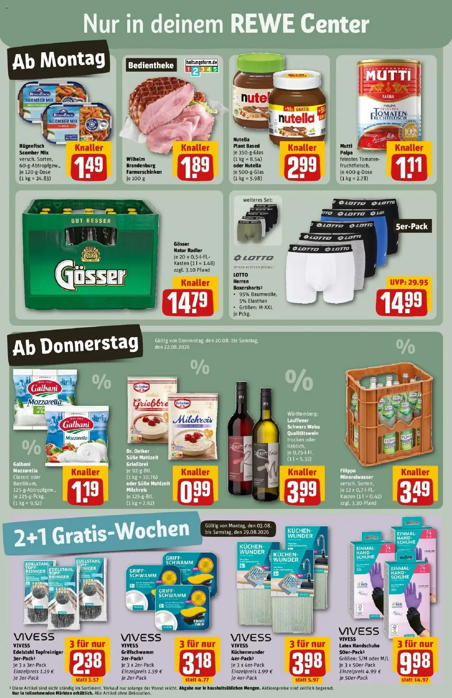 REWE Prospekt ab 17.08.2026 zum Blättern » Angebote | Seite: 3 | Produkte: Tomaten, Mineralwasser, Radler, Kuchen