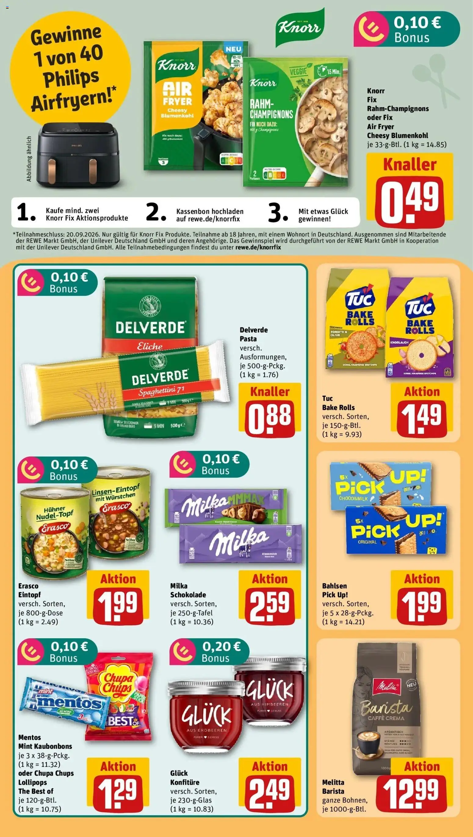 REWE Prospekt ab 24.08.2026 zum Blättern » Angebote | Seite: 15 | Produkte: Melitta, Pasta, Erdbeeren, Erasco