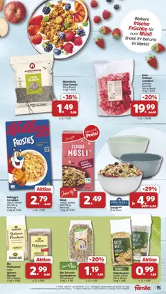 Famila Nordwest Prospekt ab 27.07.2026 gültig | Seite: 15 | Produkte: Musli, Schokolade, Kellogg's, Flocken