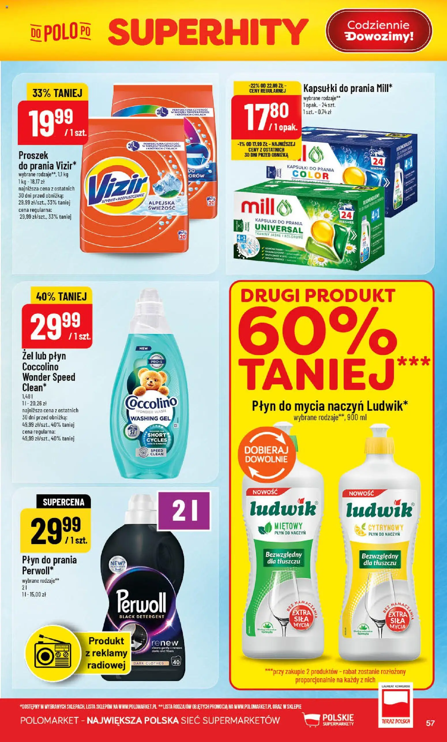 POLOmarket gazetka od 20.05.2026 | Strona: 57 | Produkty: Coccolino, Kapsułki do prania, Detergent, Płyn do mycia naczyń