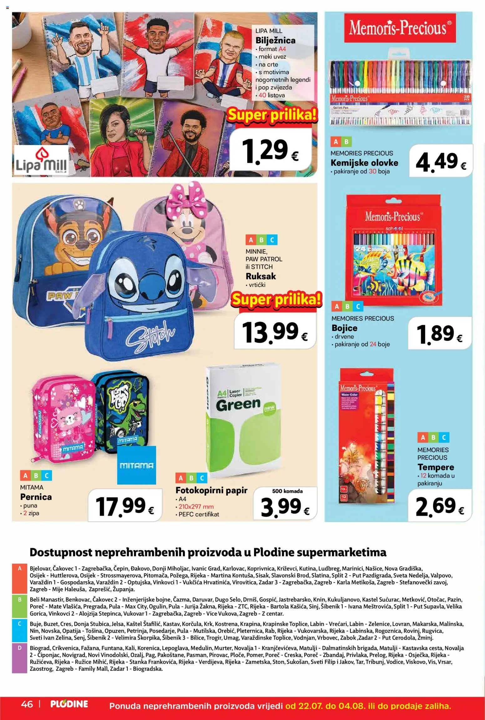 Plodine katalog | vrijedi od 22.07.2026 | Stranica: 46 | Proizvodi: Čaše, Ruksak, Notebook, Bilježnica