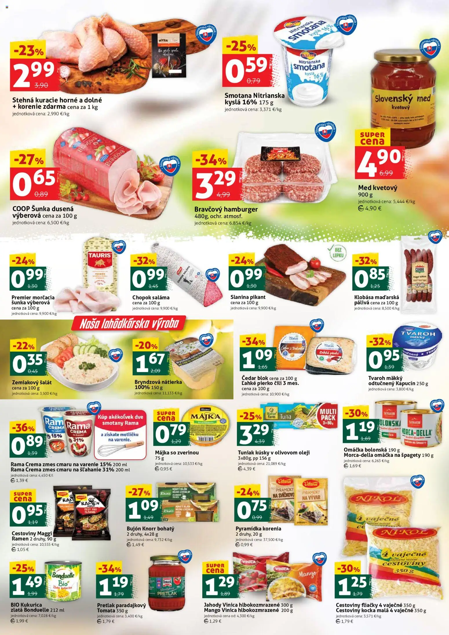 Nové COOP Jednota akcie – leták je platný od 30.10.2026 | Strana: 2 | Produkty: Smotana, Zemiakový šalát, Mango, Stehná