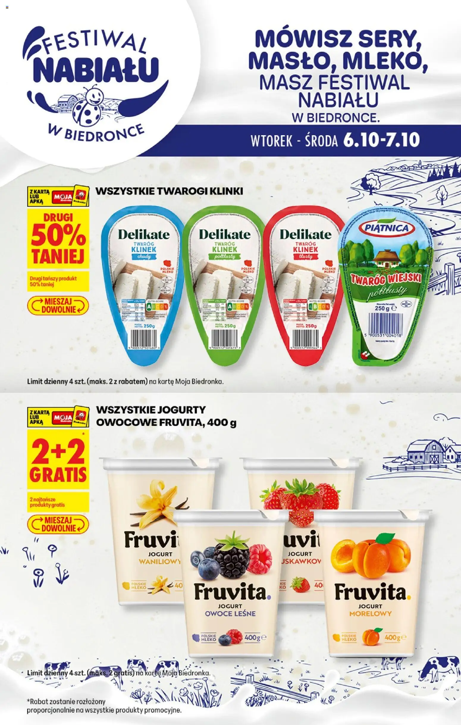 Biedronka Polsko leták - Festiwal nabiału od 06.10.2026 | Strana: 1 | Produkty: Mléko, Jogurt, Jogurty, Chůdy