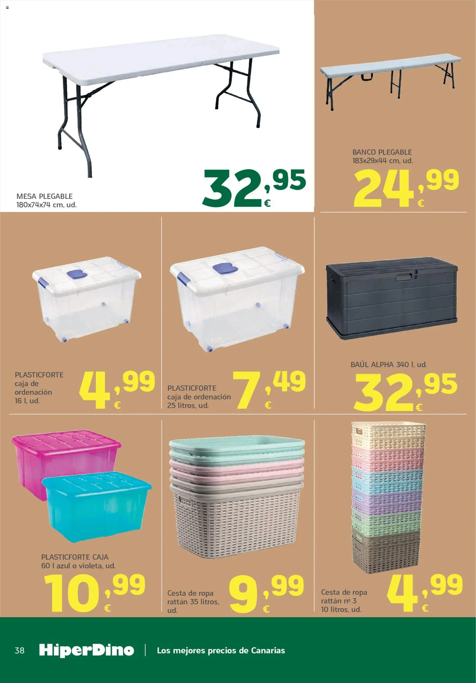 HiperDino folleto │ válido desde el 09/09/2026 | Página: 38 | Productos: Mesa plegable, Ropa, Caja, Cesta