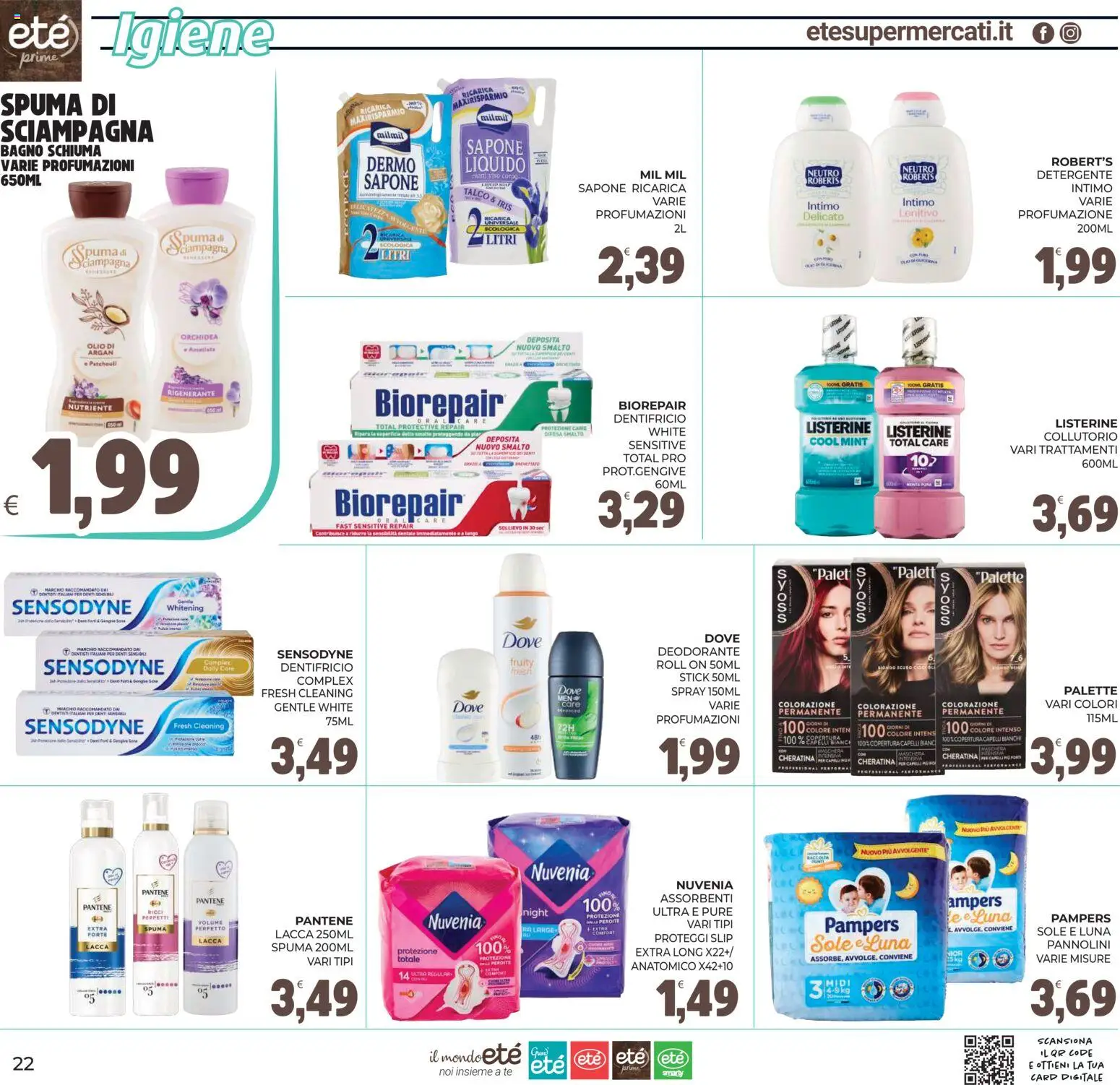 Volantino Eté del 22/09/2026 | Pagina: 22 | Prodotti: Schiuma, Deodorante, Dentifricio, Listerine