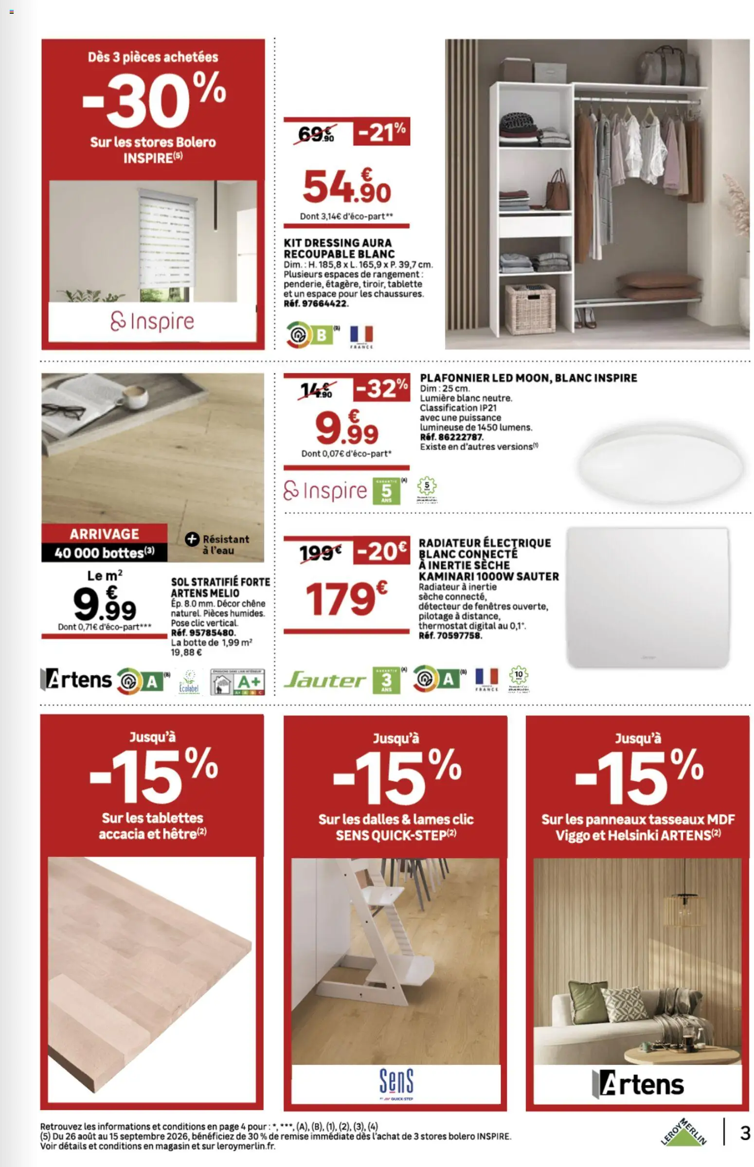 {H1} | Page: 3 | Produits: Plafonnier, Kit dressing, Radiateur, Dressing
