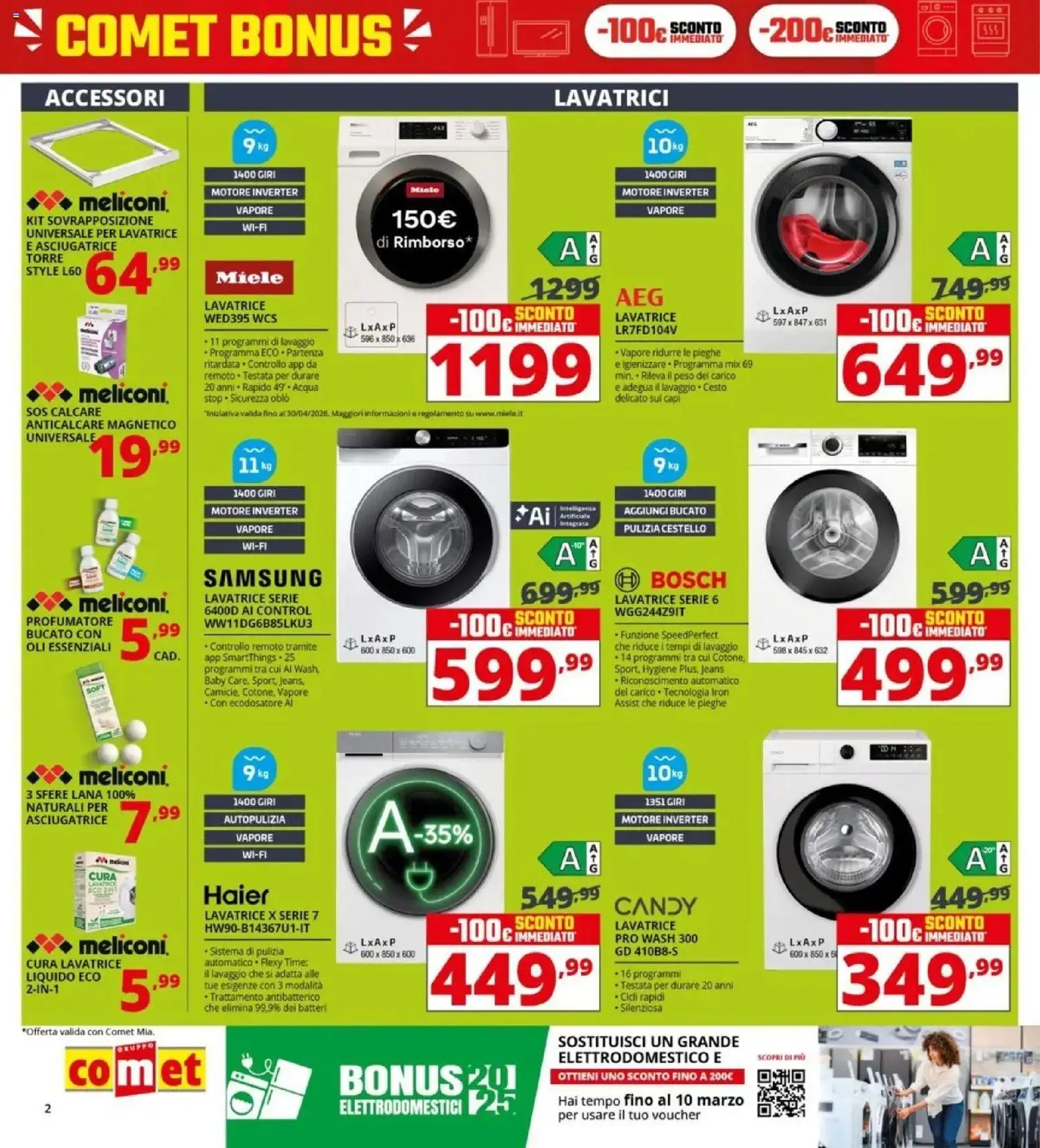Volantino Comet del 05.03.2026 | Pagina: 2 | Prodotti: Anticalcare, Acqua, Miele, Samsung