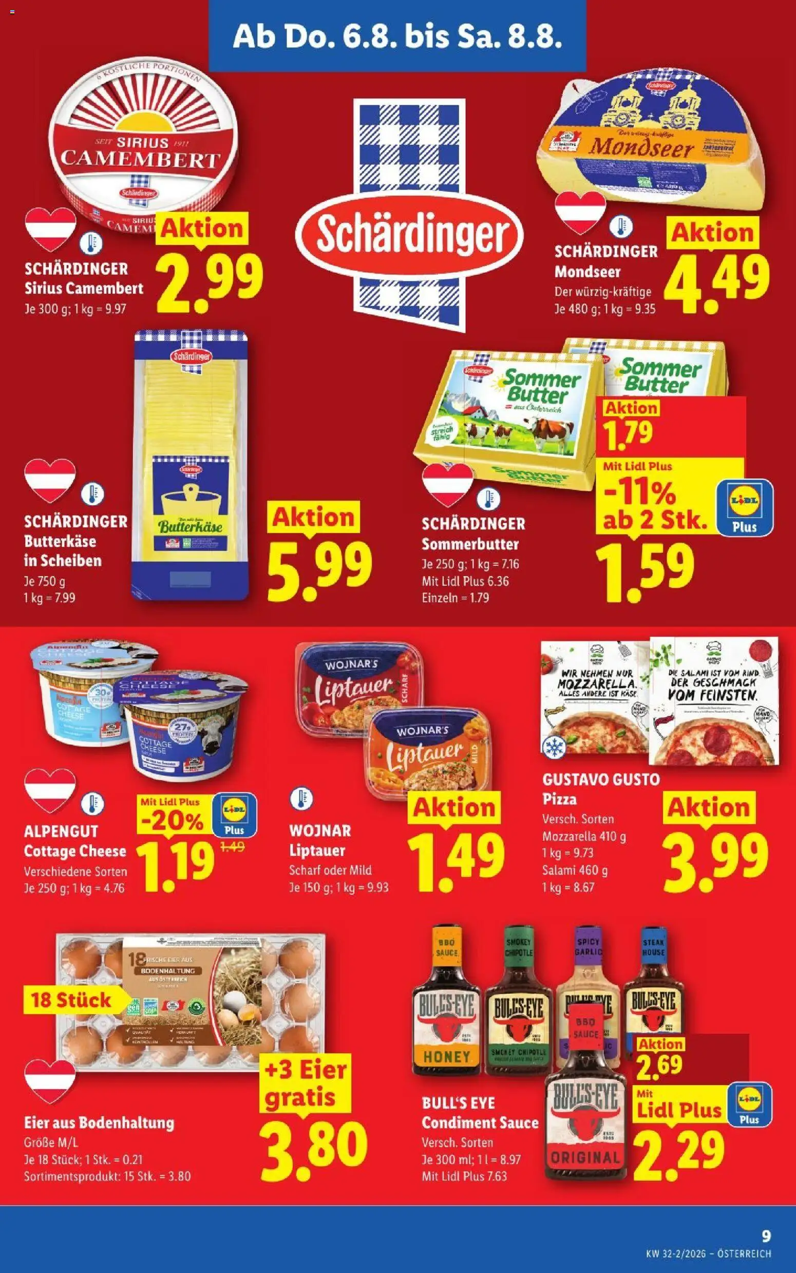 Lidl - Flugblatt gültig ab 06.08.2026 | Seite: 11 | Produkte: Butter, Käse, Eier, Salami