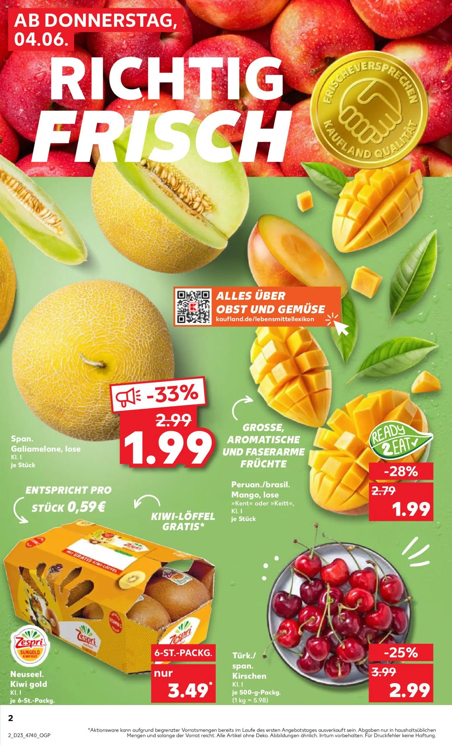 Kaufland Prospekt Hannover – gültig ab 04.06.2026 | Seite: 2 | Produkte: Kirschen, Gemüse, Obst, Kiwi
