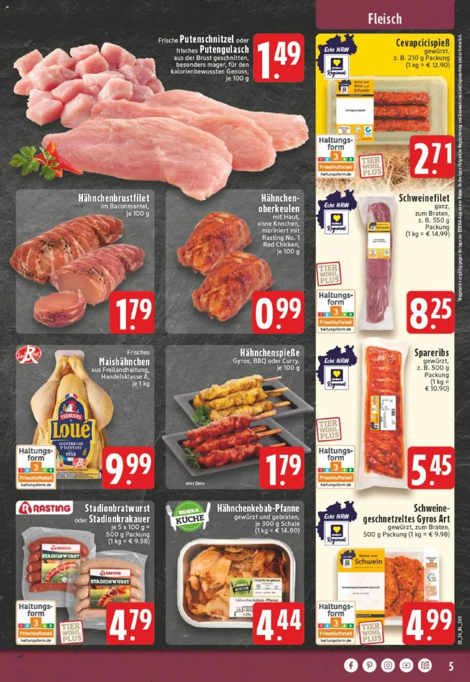 Edeka Prospekt Dortmund – gültig ab 03.08.2026 | Seite: 5 | Produkte: Küche, Schweinefilet, Putenschnitzel, Fleisch