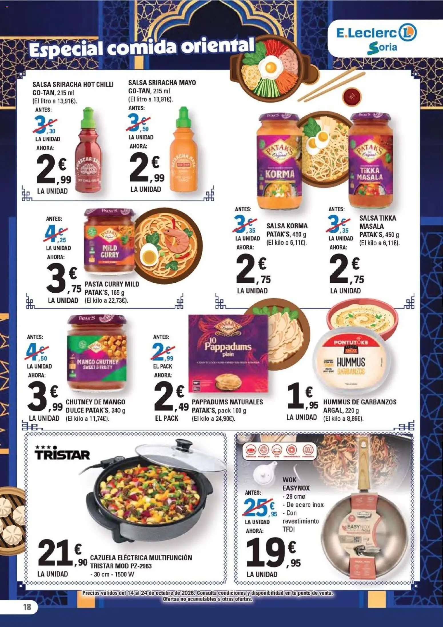 E.Leclerc - Soria │ válido desde el 14/10/2026 | Página: 18 | Productos: Dulce, Hummus, Pasta, Mango