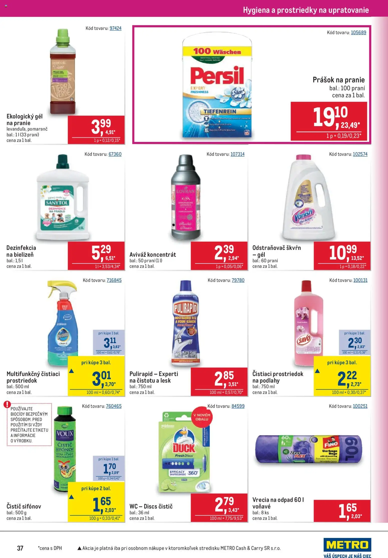 Nové Metro akcie – leták je platný od 20.05.2026 | Strana: 37 | Produkty: Persil, Wc, Savo, Čistiaci prostriedok